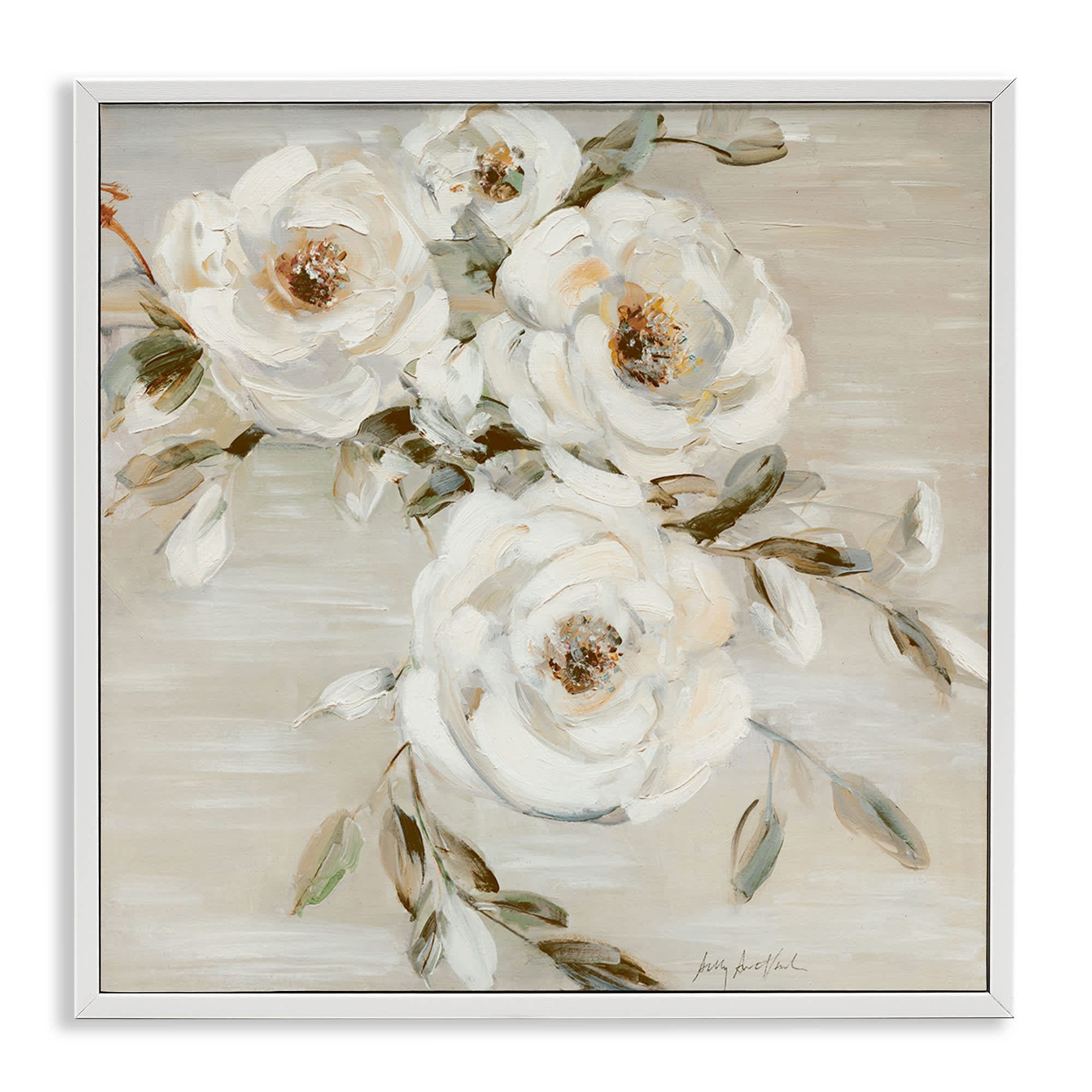 Stupell Industries BS-290-WFR-24X24 Neutral Rose Trio White Framed Giclee Art By Sally Swatland 24 x 24