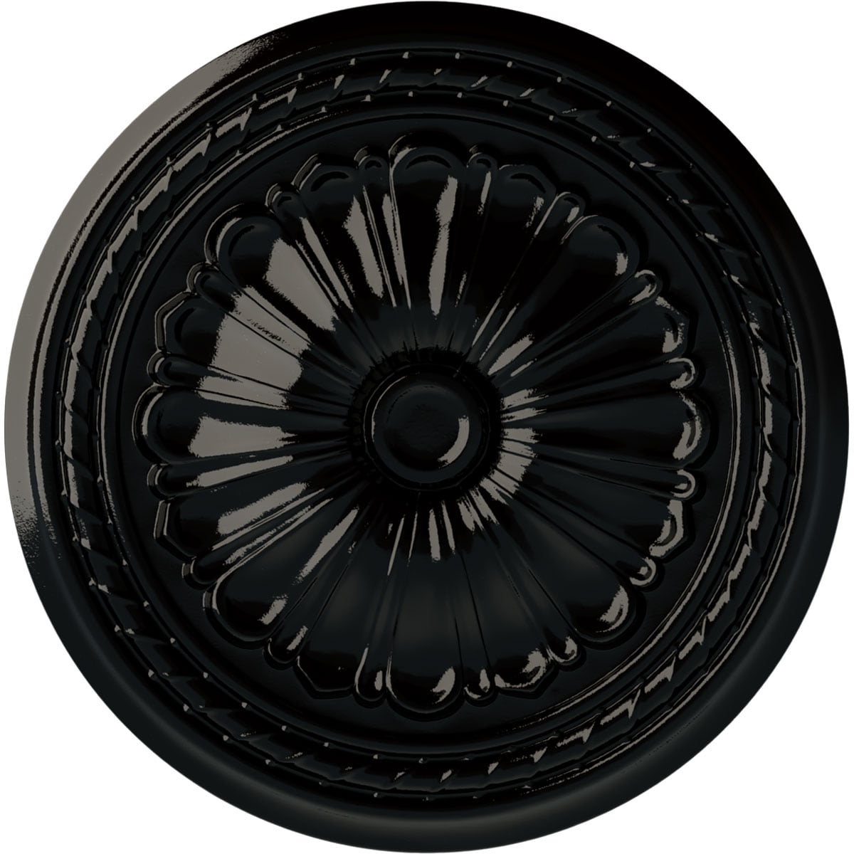 Ekena Millwork CM20ALBPS Alexa 20.5-in W x 20.5-in L Painted Black Pearl Polyurethane Whole Ceiling Medallion