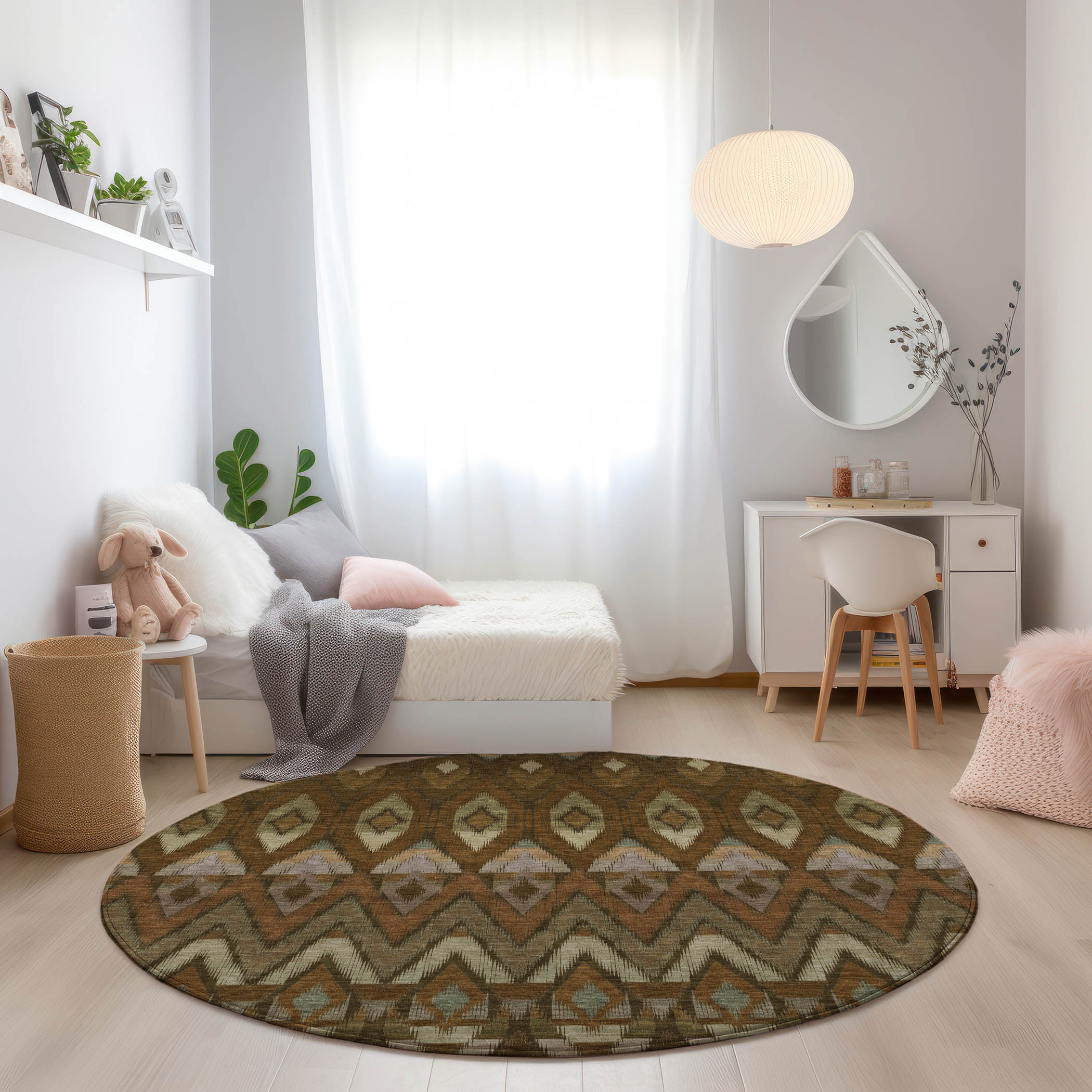 Addison Rugs ACN617BR8RO Chantille ACN617BR 8 x 8 (ft) Polyester Brown Round Indoor/Outdoor Abstract Machine washable Area rug