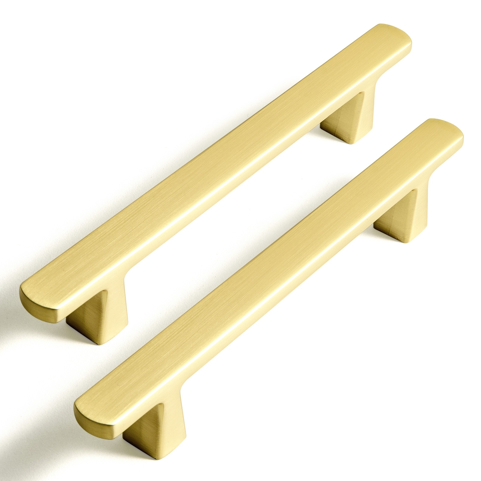 Miaokesen 9575TLS-96 3-3/4-in , 96mm Center to Center Light Brushed Brass Rectangular Handle 6 -Pack