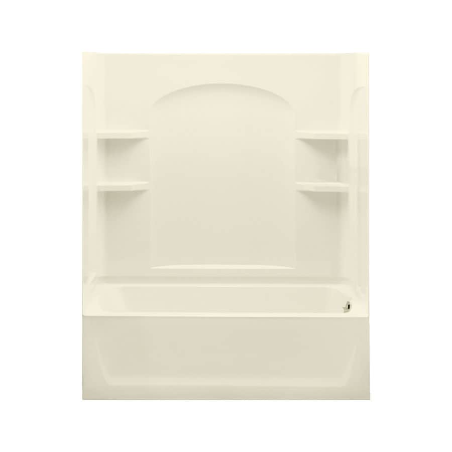 Sterling 71220120-96 Ensemble 32-in x 60.25-in Biscuit Polyresin and Fiberglass Alcove Soaking Bathtub (Right Drain)
