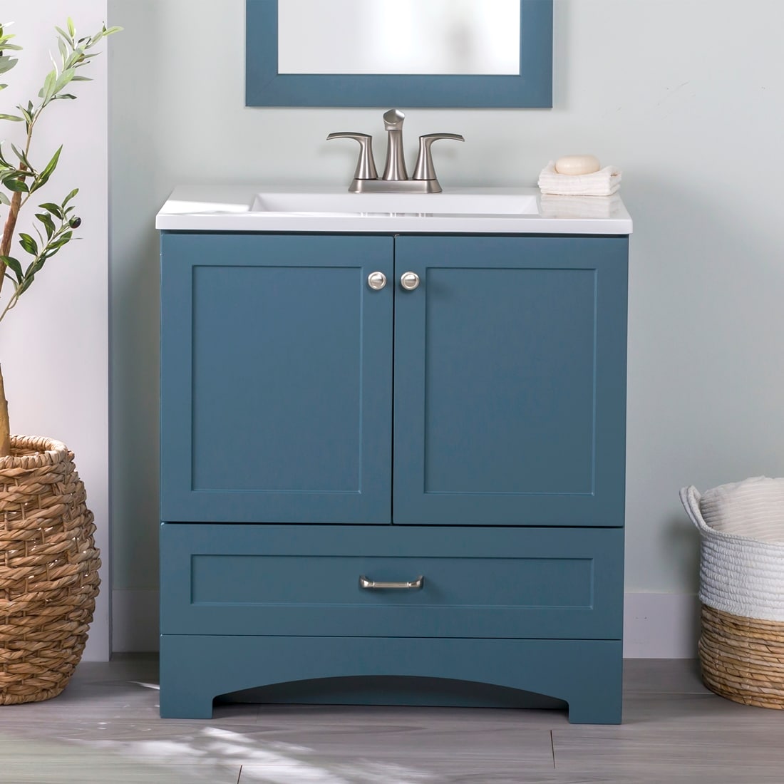 Diamond NOW Cassidy 30-in Admiral Blue Single Sink Bathroom Vanity with ...