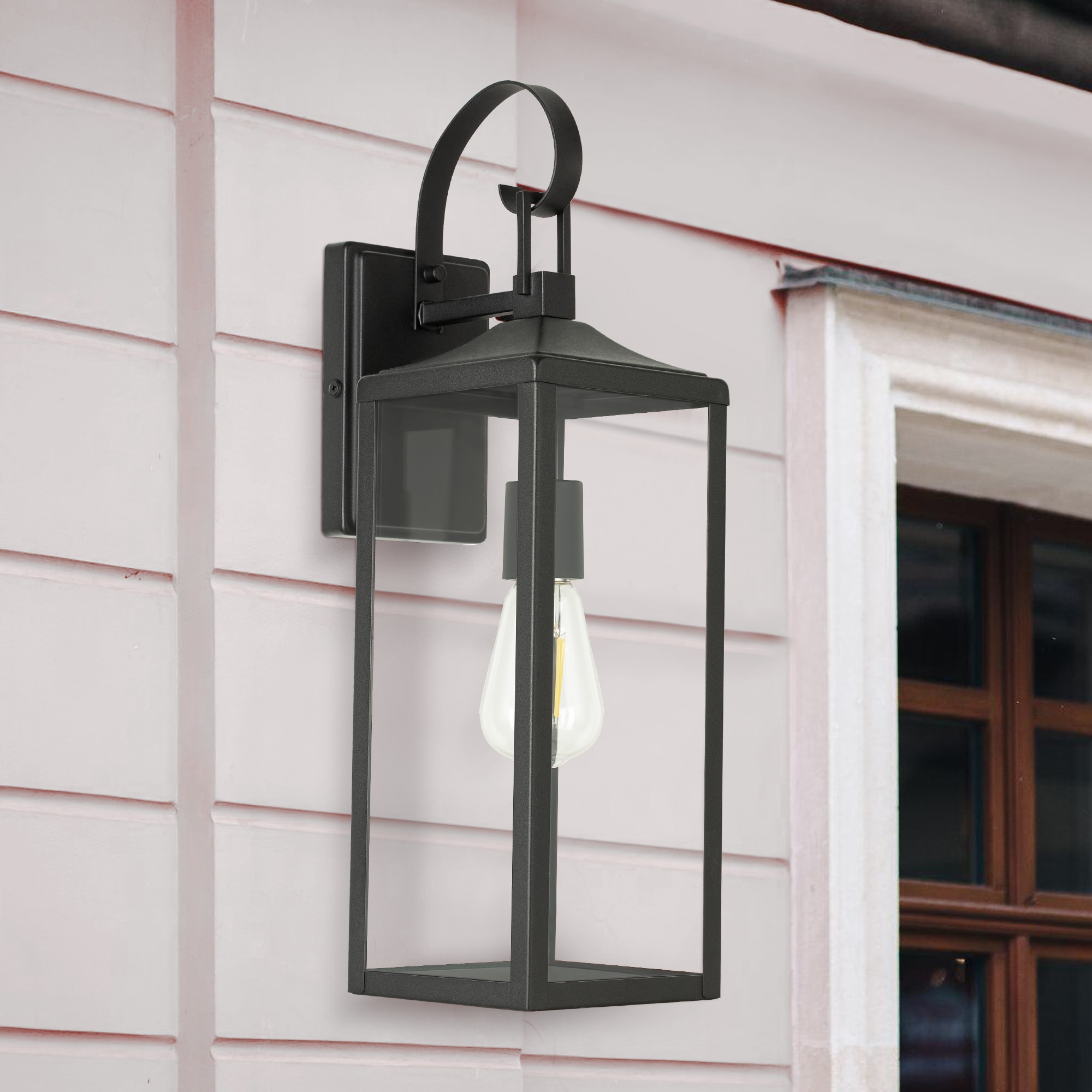 Hukoro 2-Pack 1-Light 21-in H Matte Black Outdoor Wall Light 2FL14252 ...