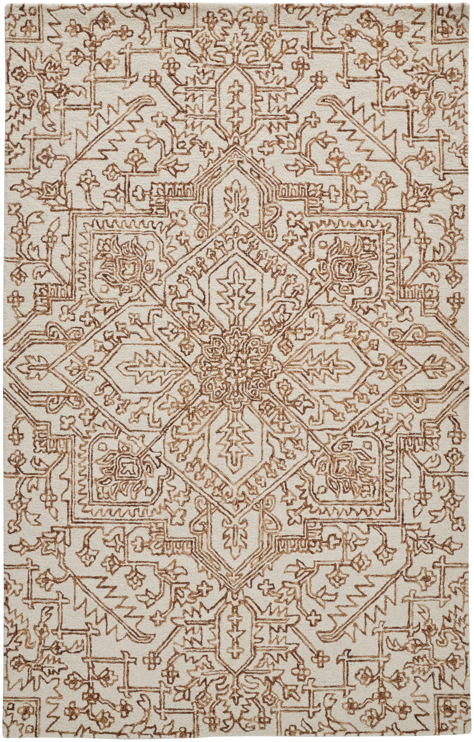 Room Envy 869R8778IVYBRNJ00 12 x 15 (ft) Tufted Wool Ivory/Brown Rectangular Indoor Medallion Area rug