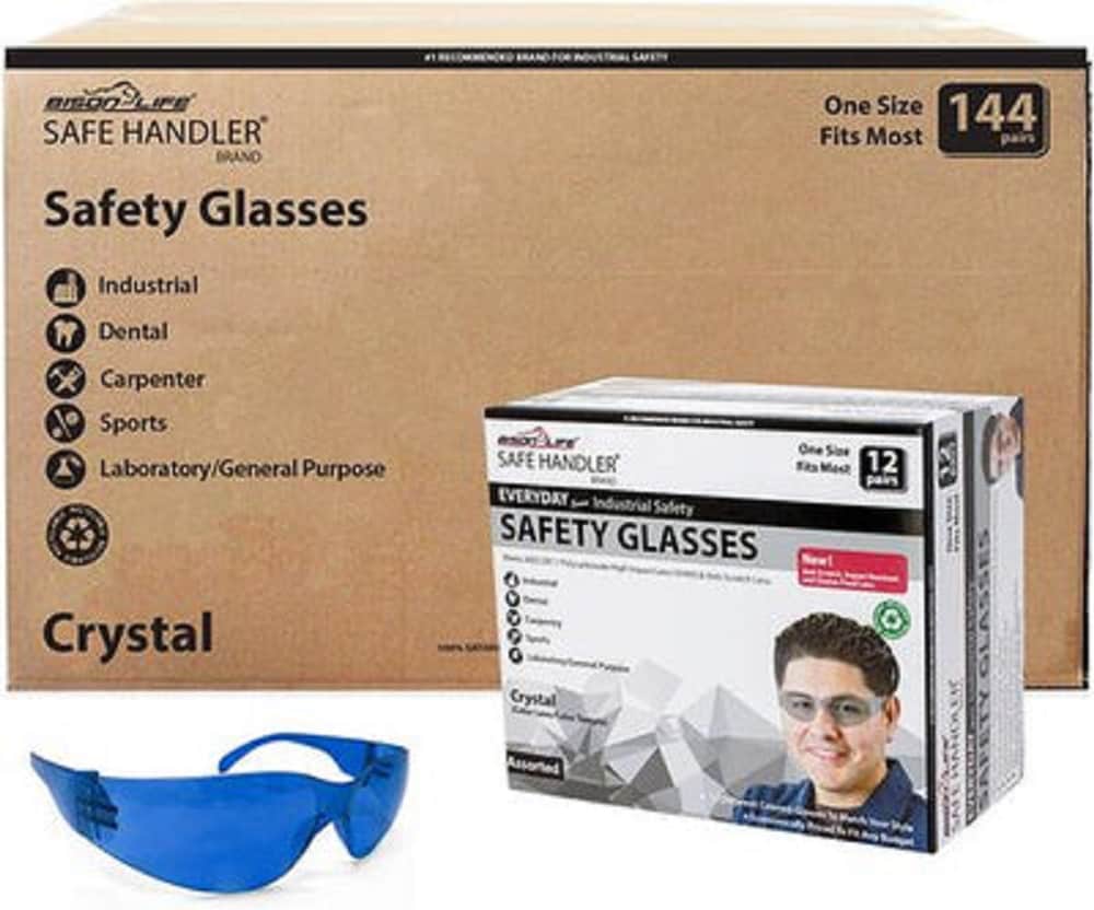 BISON LIFE SH-CR-CLCT-SG7BL-CS 144-Pack, Crystal Blue Polycarbonate Safety glasses