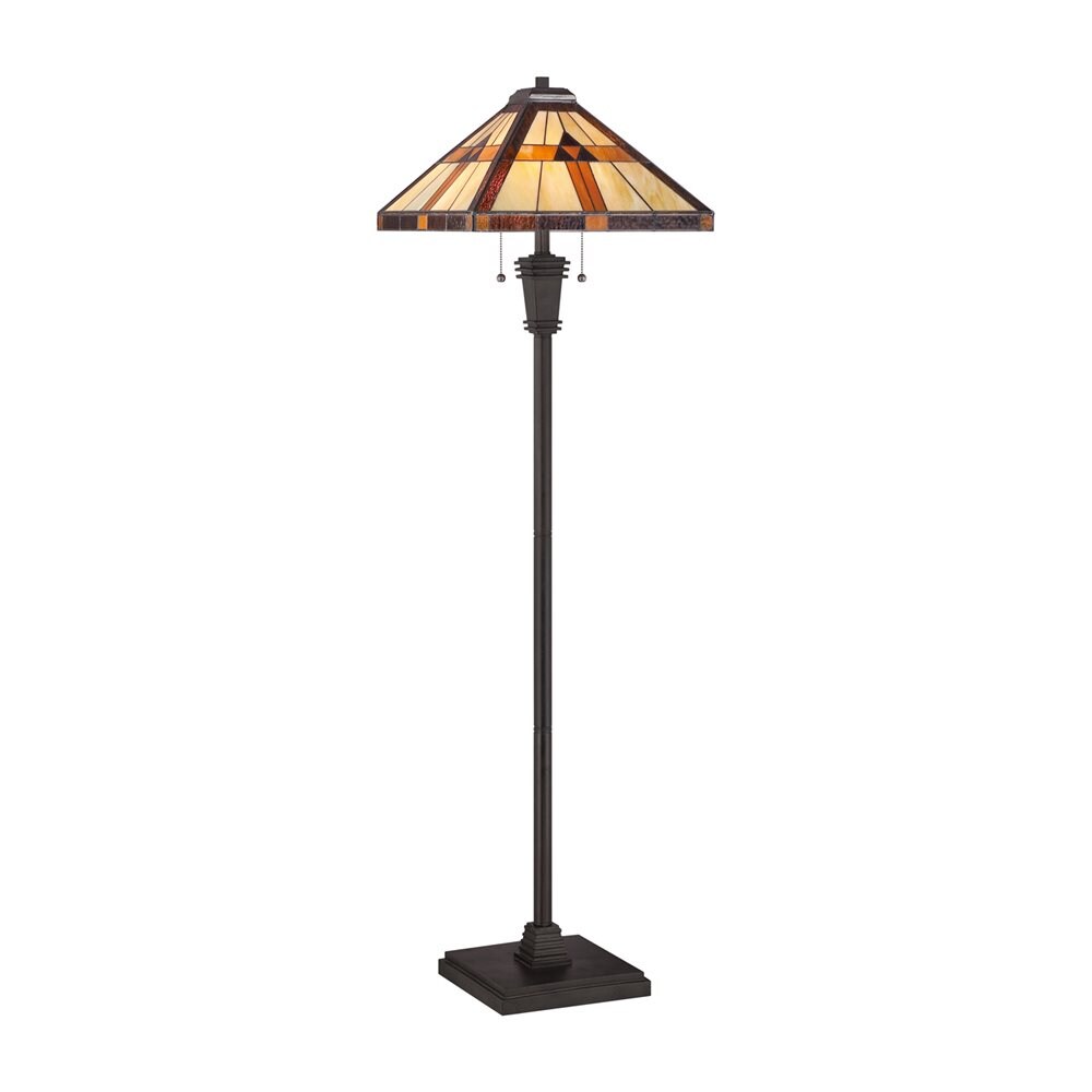 Quoizel Bryant 60 In Bronze Patina Pull Chain Floor Lamp With Glass Shade In The Floor Lamps Department At Lowes Com