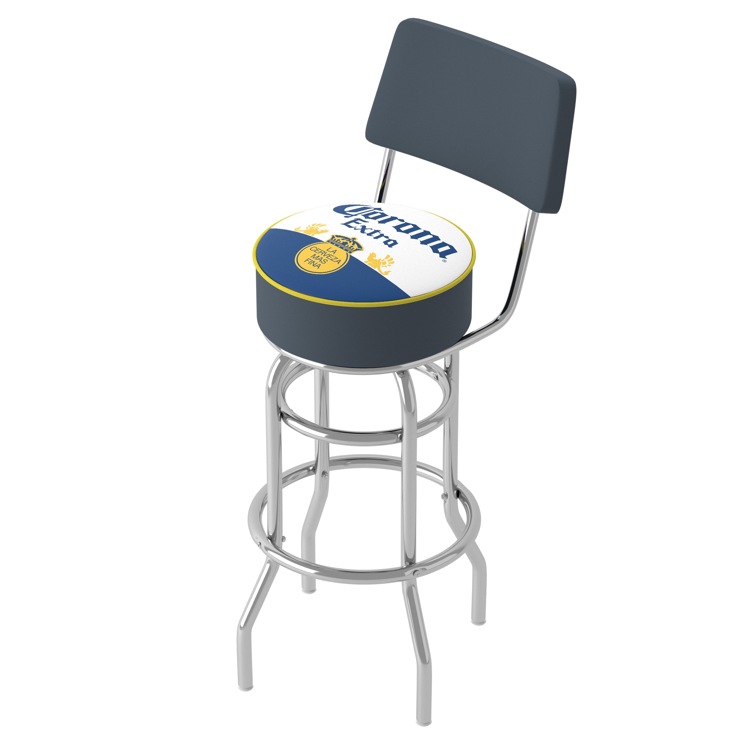 Trademark Gameroom CRN1100-LBL Bar Stools with Backs Chrome 31.0-in H Bar height Round seat Swivel Metal Bar Stool and Back