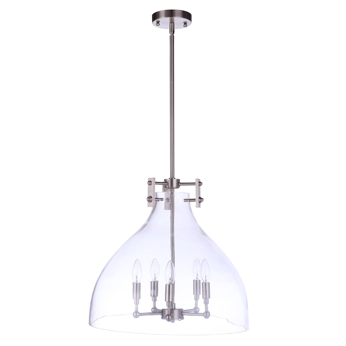 Chardonnay 5-Light Clear Glass Pendant with Brushed Nickel Finish