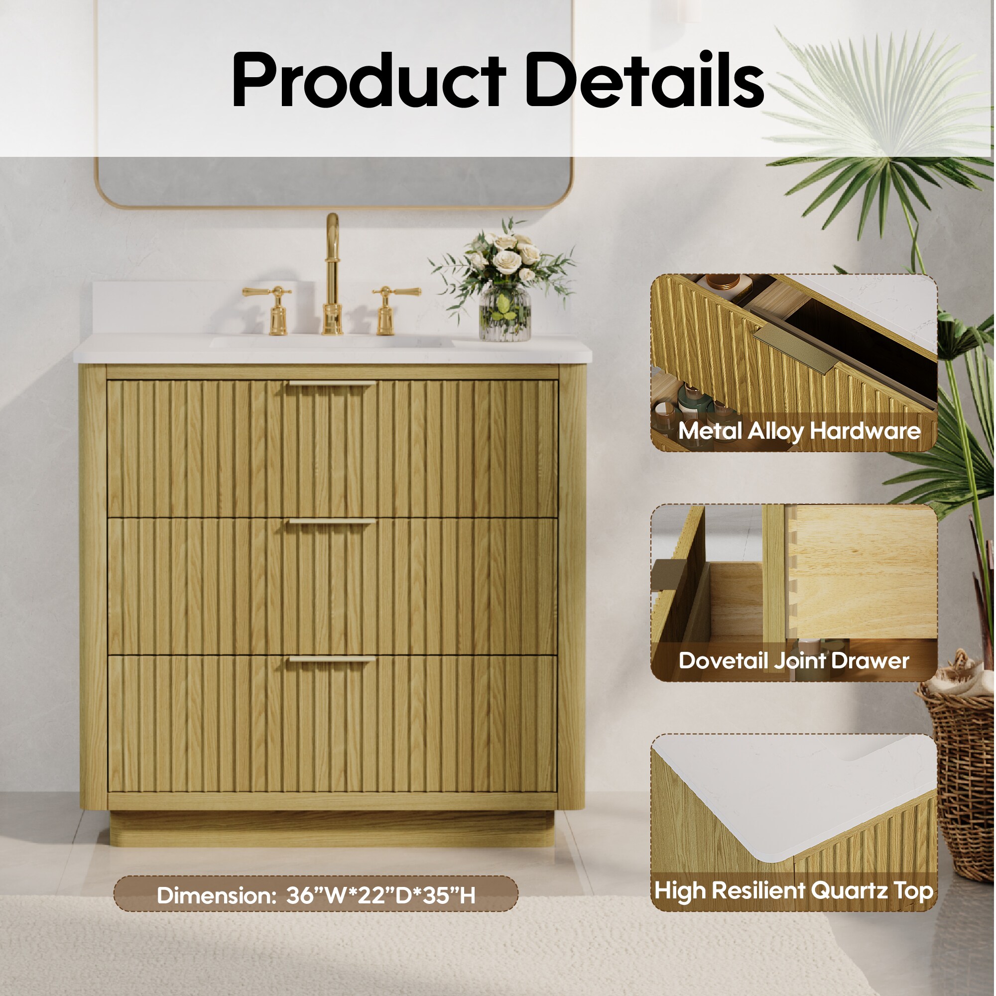 WELLFOR EX-VEBV36BU Bath-Vanity-Combo - View #6