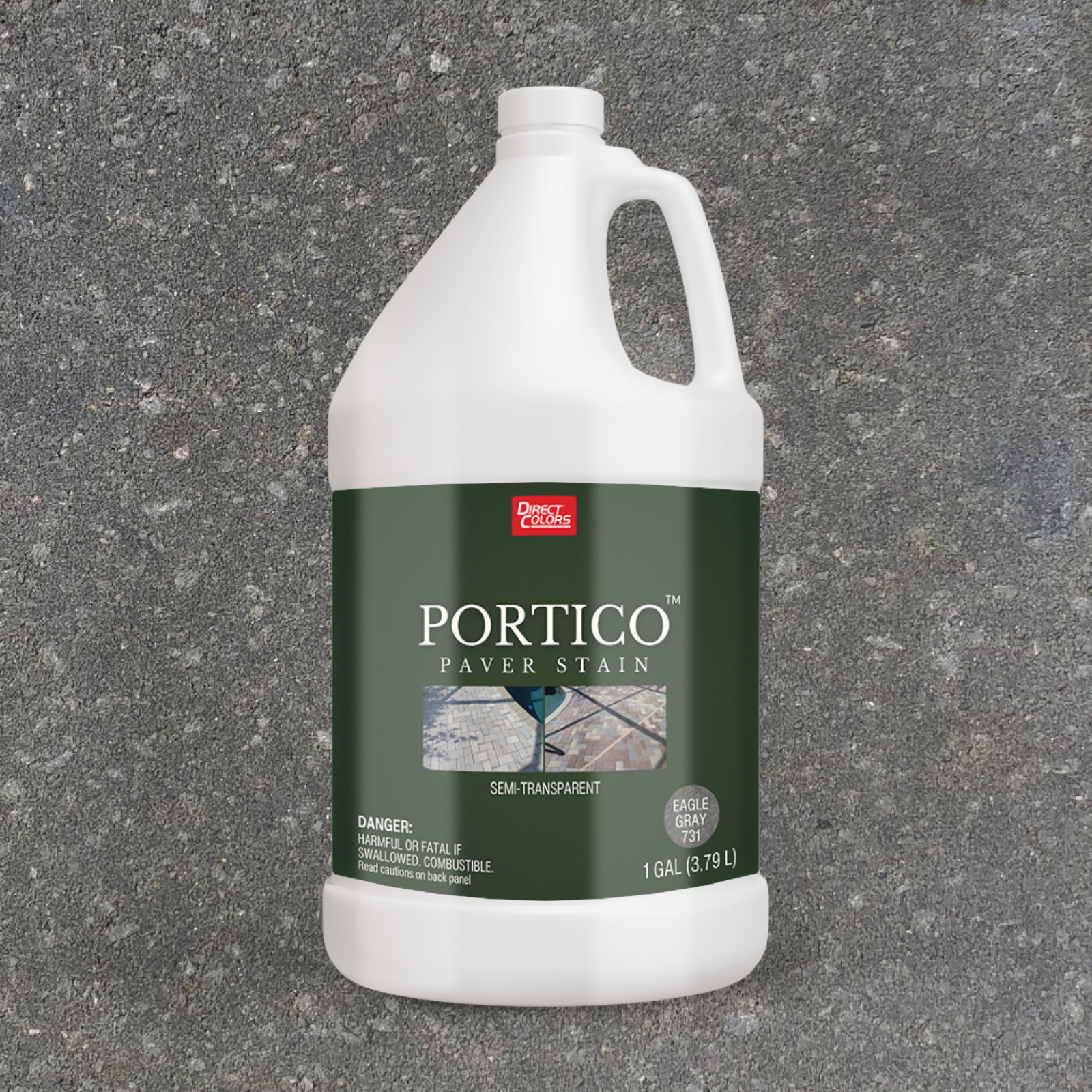 Direct Colors DC-POR-731-1GAL Portico Concrete Paver Stain Eagle Gray Solvent-based Ready-to-use Concrete stain ( 1-gallon )