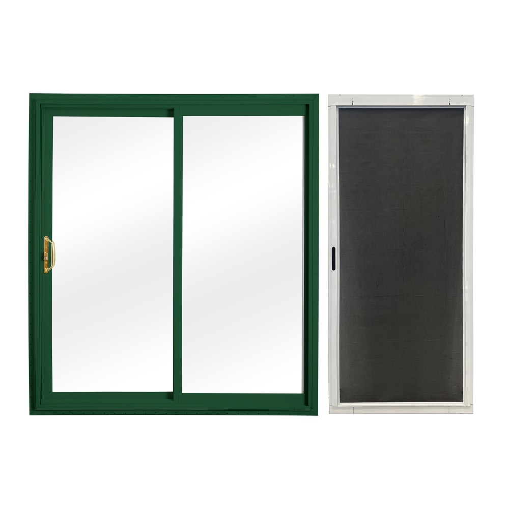 RELIABILT  60-in x 80-in Green Vinyl Universal Sliding Double Patio Door with Screen