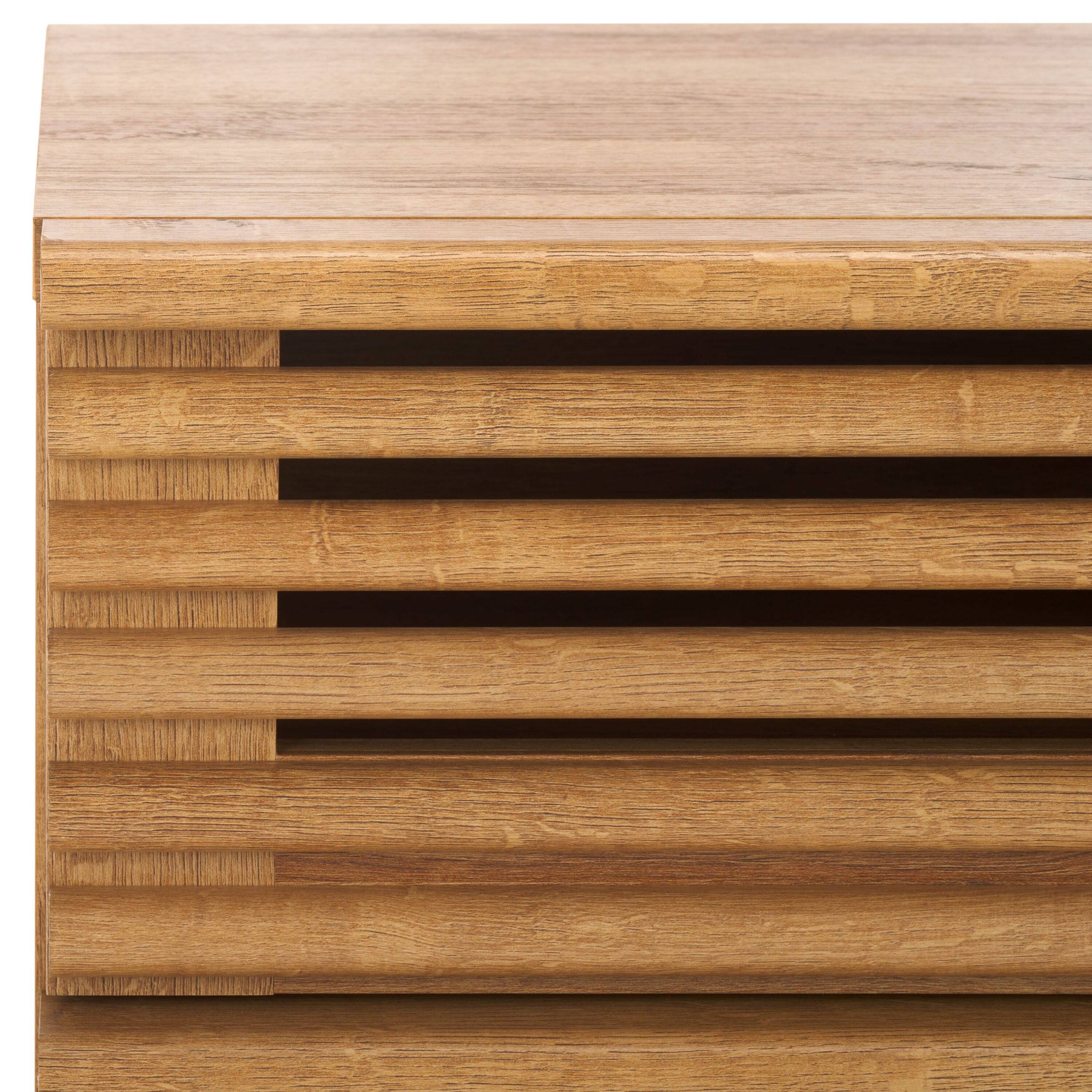 Averi Rustic Oak 2-Drawer Slatted Nightstand