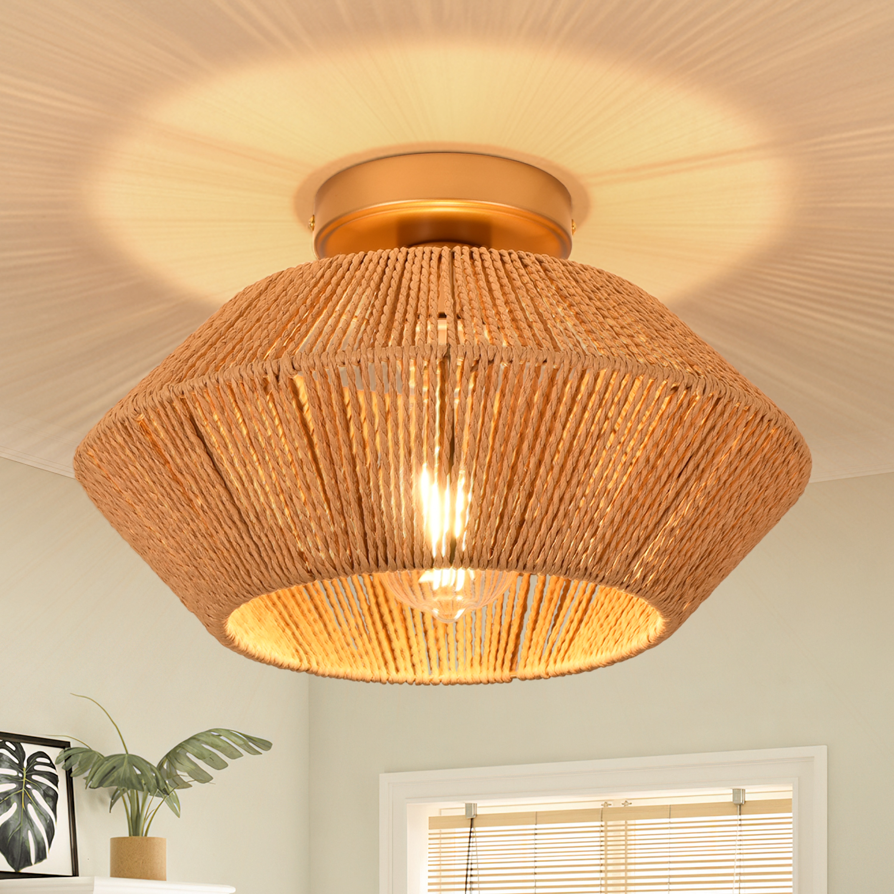GoYeel ZC026YL 1 -Light 12.6-in Yellow Semi Flush Mount Light