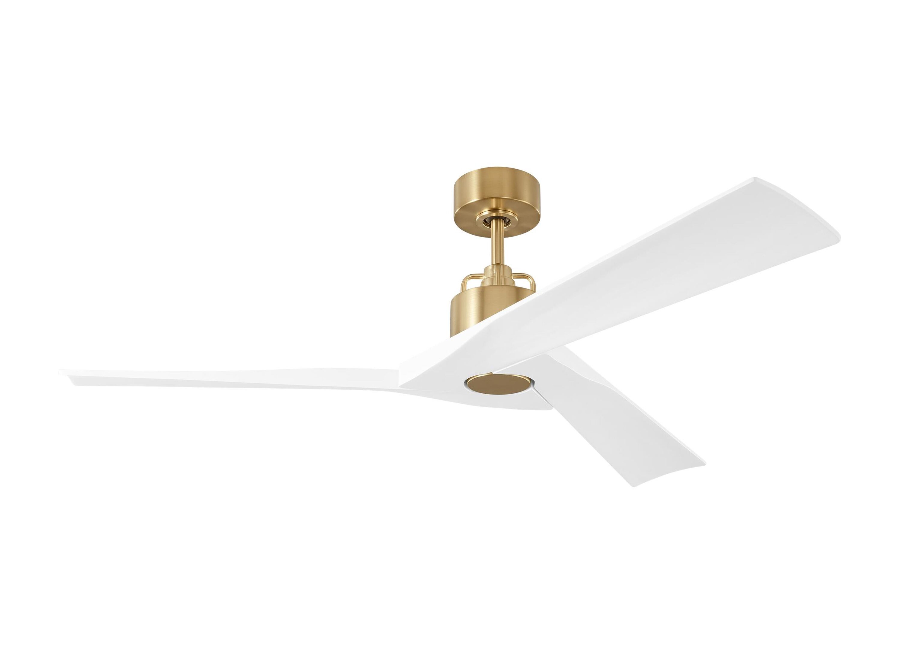 Generation Lighting 3ALMSM52BBS Alma Smart 52-in Flush Mount Smart Burnished Brass with White Blades Ceiling Fan Light Kit Compatible - Remote Included ( 3 -Blade )