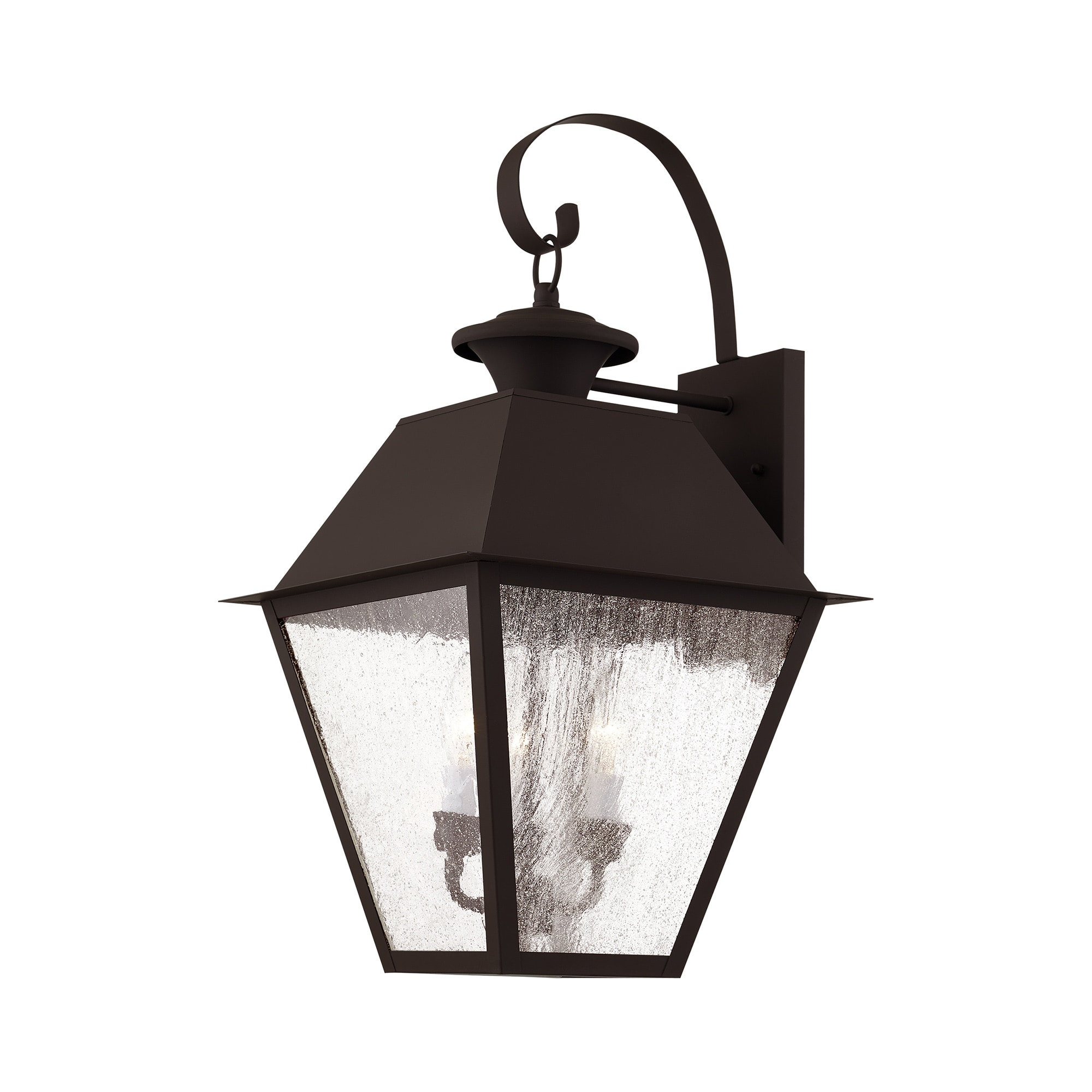 Bronze Seeded Glass 3-Light Outdoor Wall Lantern