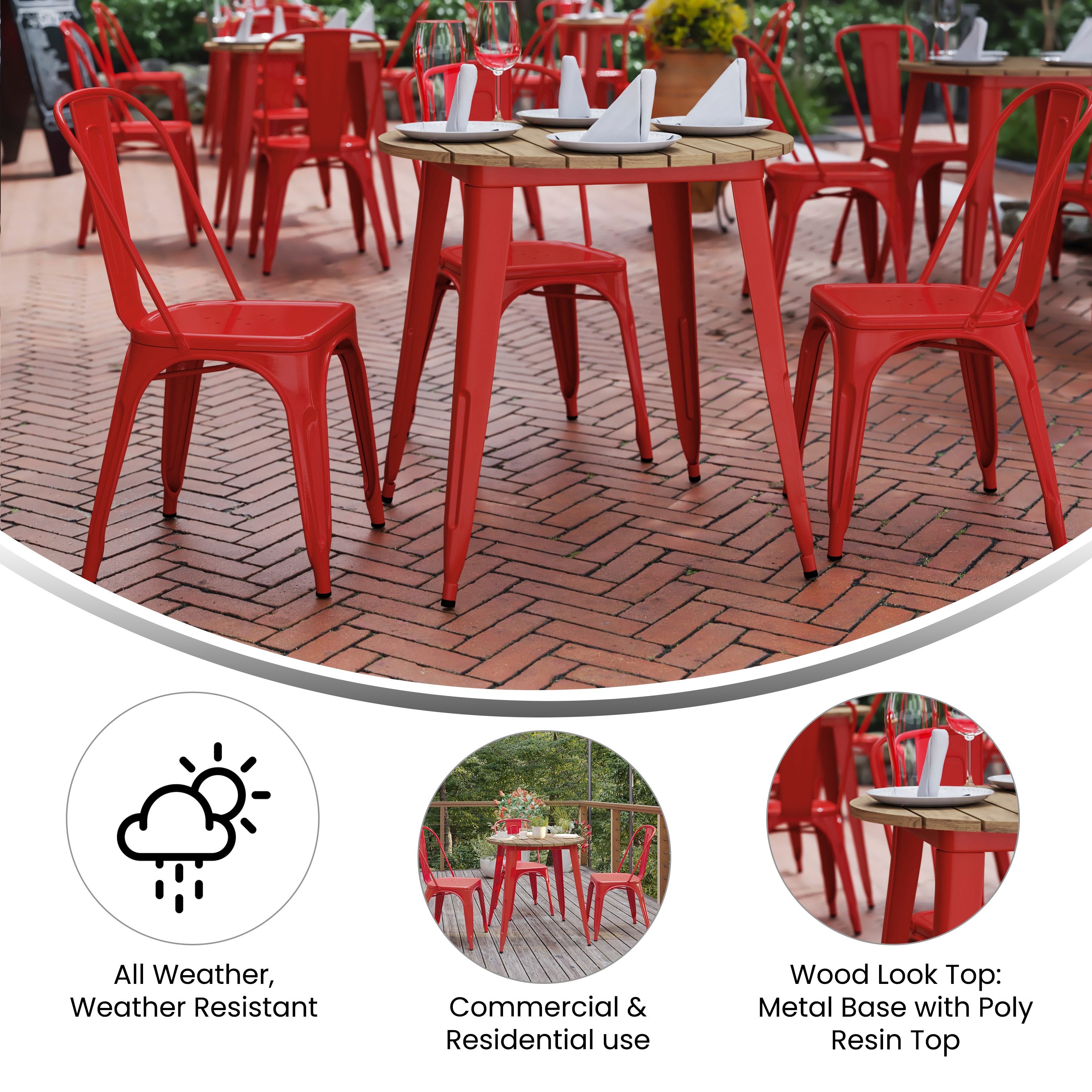 Flash Furniture Declan Commercial Grade Indoor/Outdoor Dining Table; 30 ...
