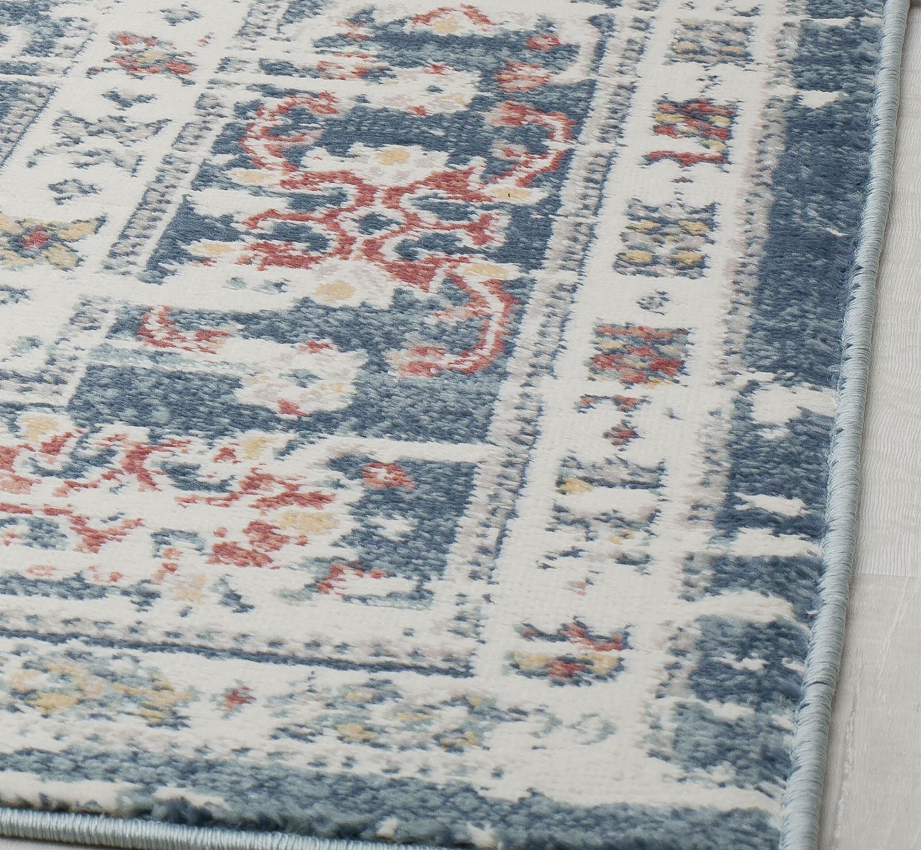 Prussian Sundara Rectangular Stain-Resistant Synthetic Area Rug
