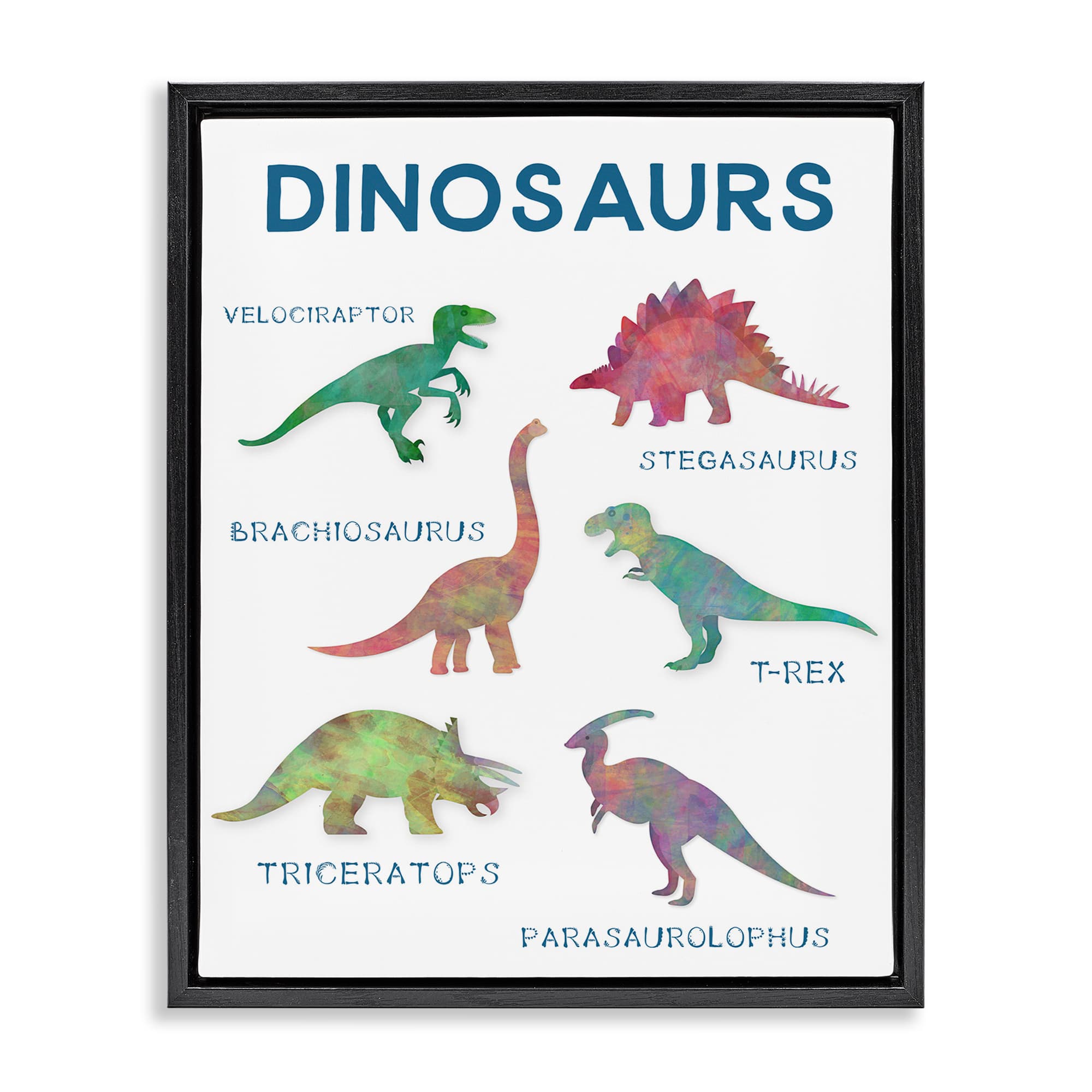 Stupell Industries BT-947-FFB-24X30 Simple Educational Dinosaurs Floating Frame design by CAD Designs