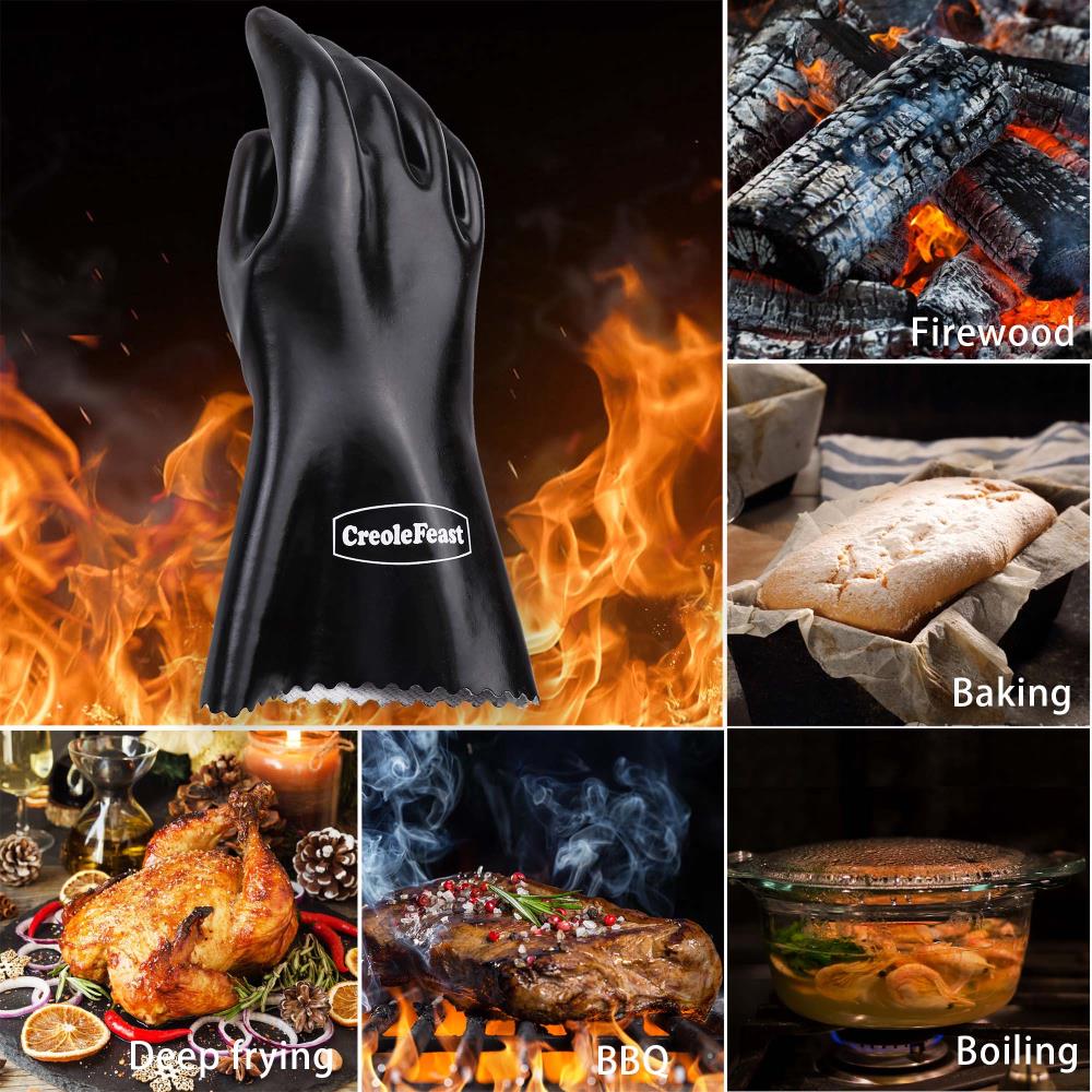 Oven Heat Resistant Grill Gloves 1 Pair - Blue Black BBQ Kitchen Baking  Barbecue