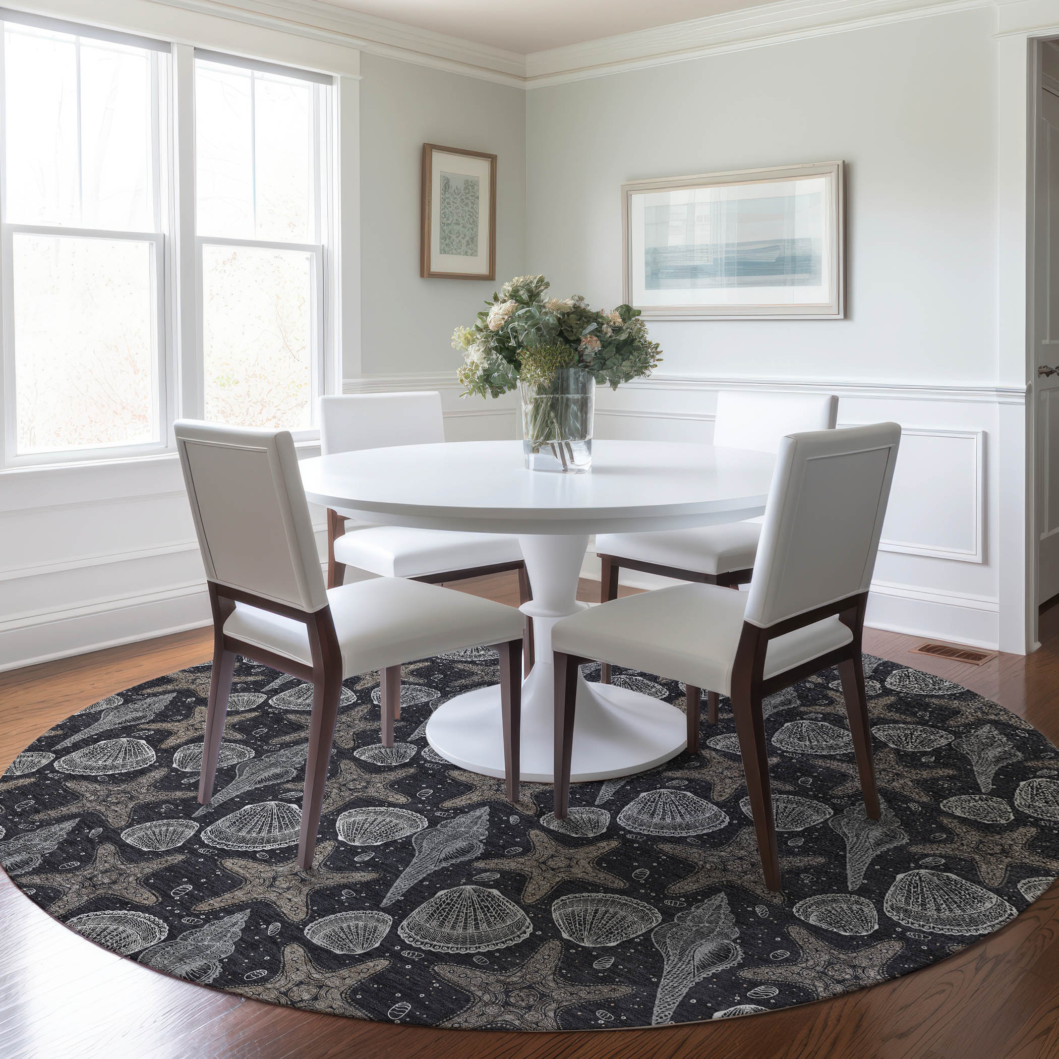 Addison Rugs AMF183MI8RO Mayfield AMF183MI 8 x 8 (ft) Loomed Polyester Midnight Round Indoor Geometric Machine washable Area rug