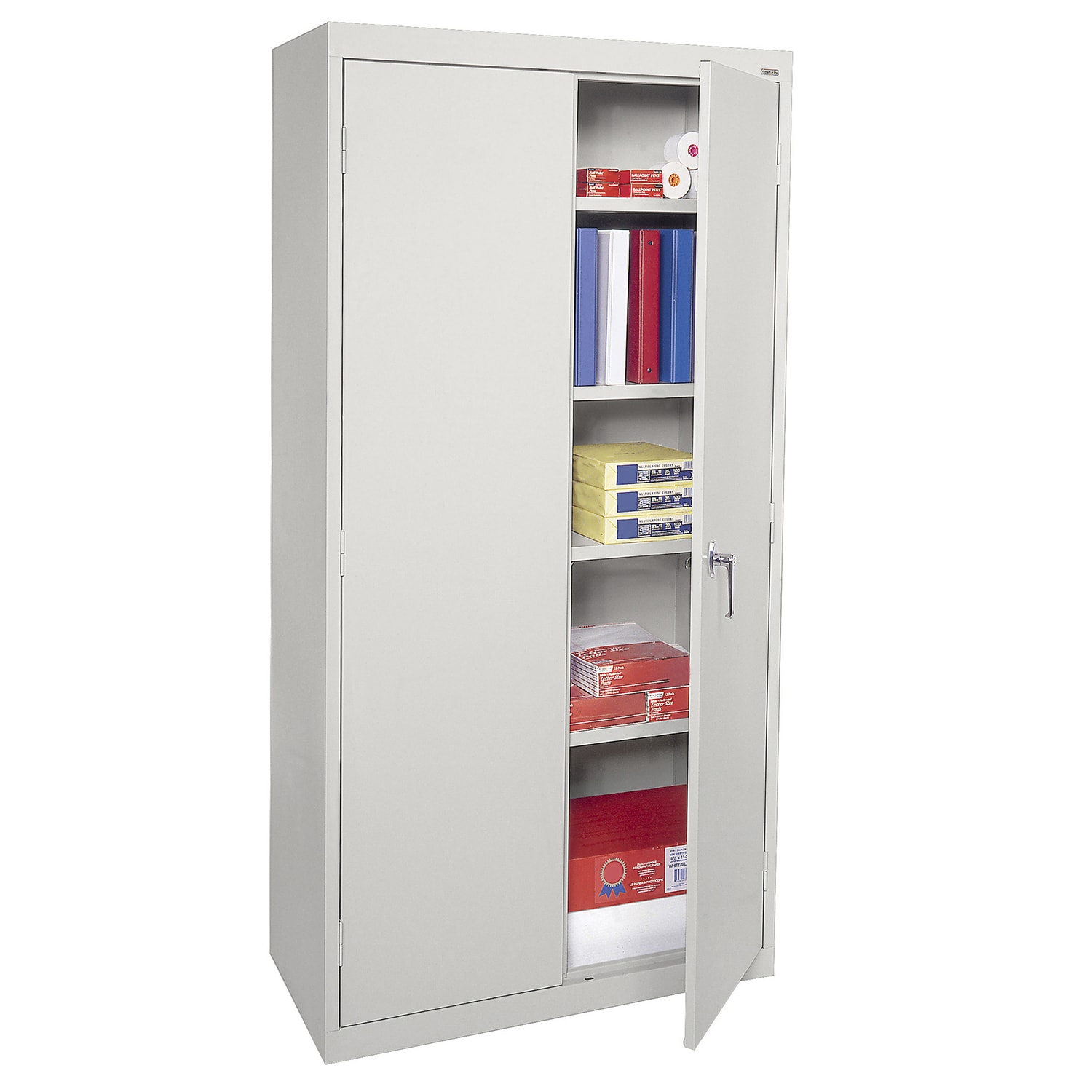 Dove Gray Steel Lockable Storage Cabinet with Adjustable Shelving