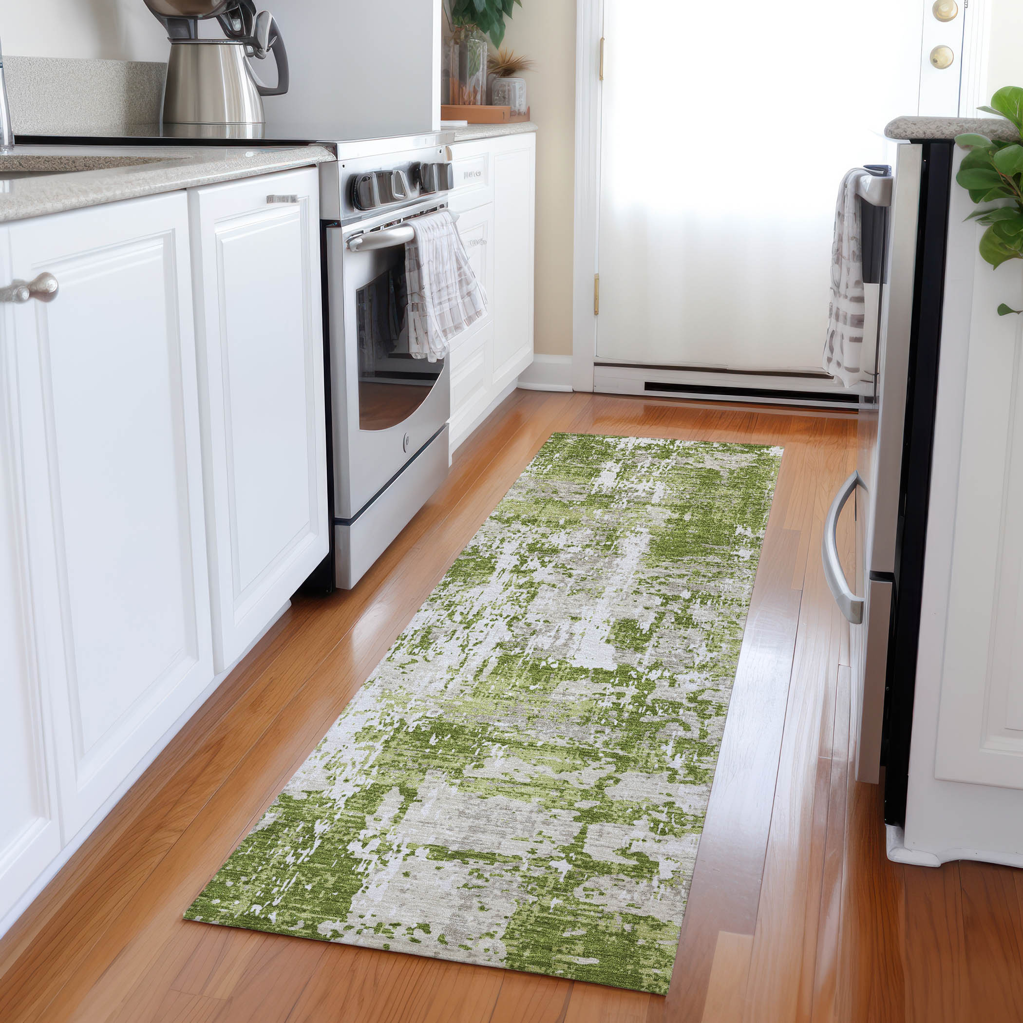 Addison Rugs ACN1008GE2X8 Chantille ACN1008GE 2 x 7 (ft) Polyester Green Rectangular Indoor/Outdoor Geometric Machine washable Runner rug