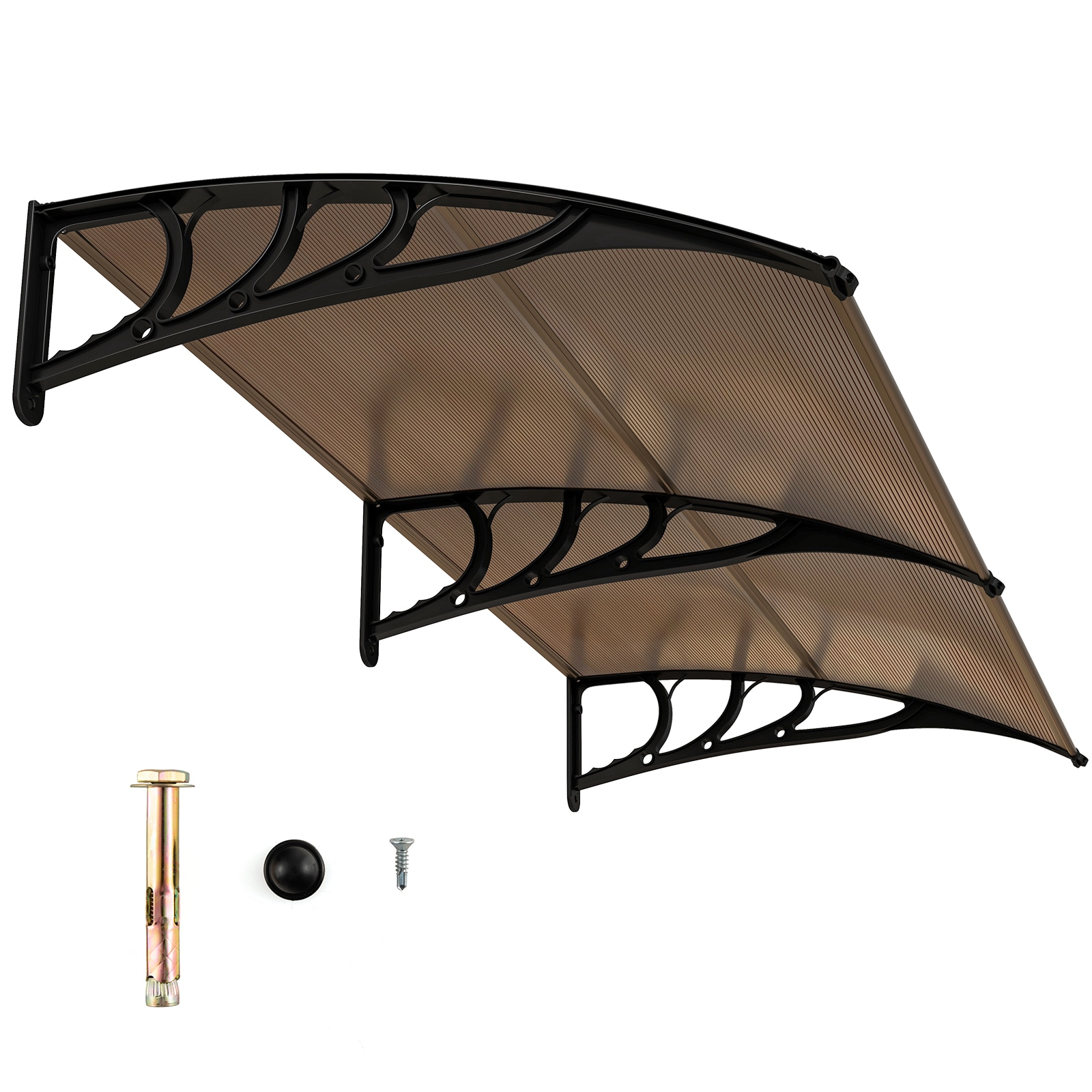 Slickblue 78-in Wide x 9.5-in Height x 35-in Projection Coffee Polycarbonate Aluminum Manual Outdoor Window Canopy Awning
