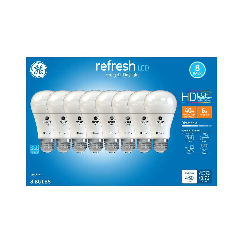 GE 46792 Refresh 40-Watt EQ A19 Daylight Medium Base (E-26) Dimmable Light Bulb (8-Pack)
