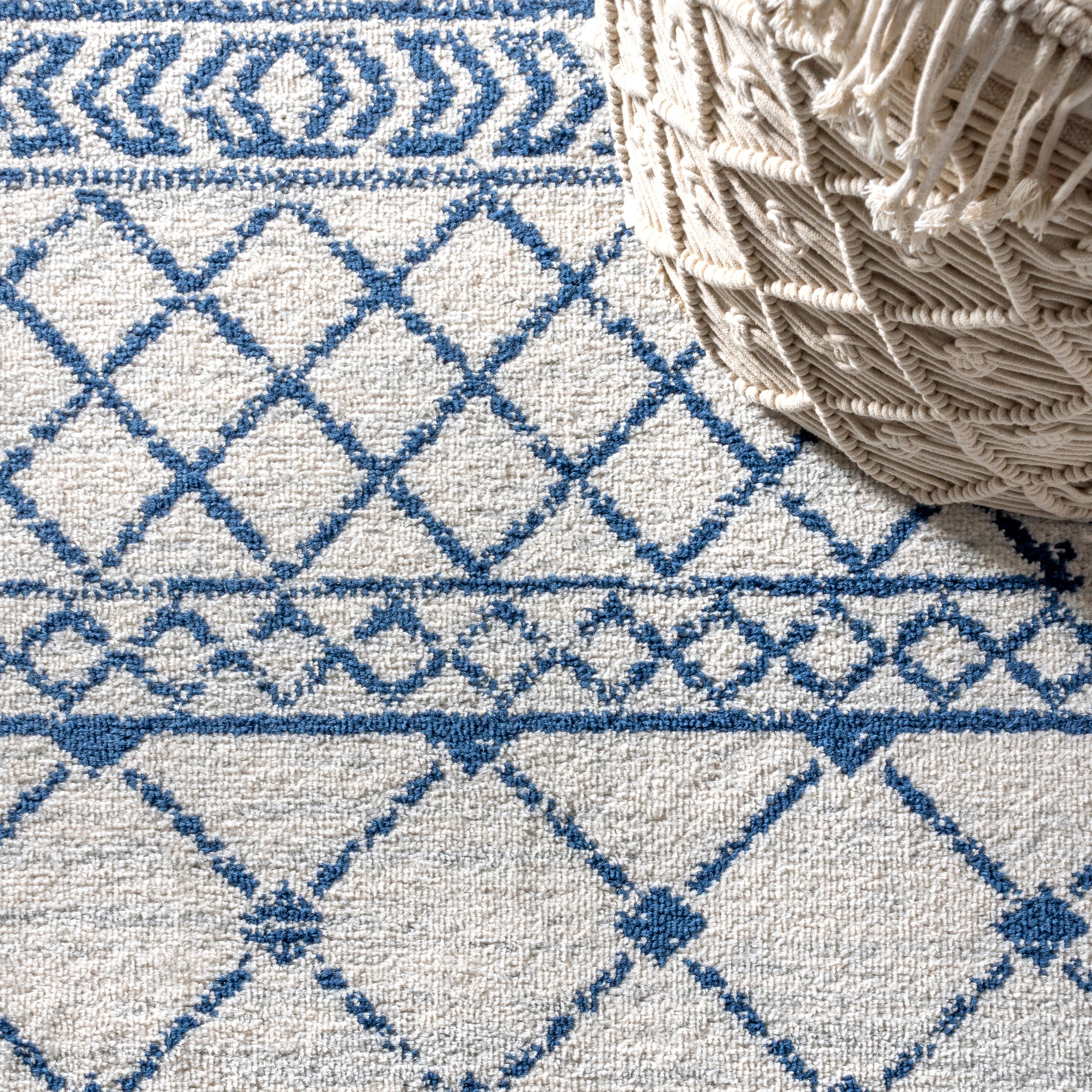 Blue Synthetic Reversible Rectangular 8' x 10' Area Rug