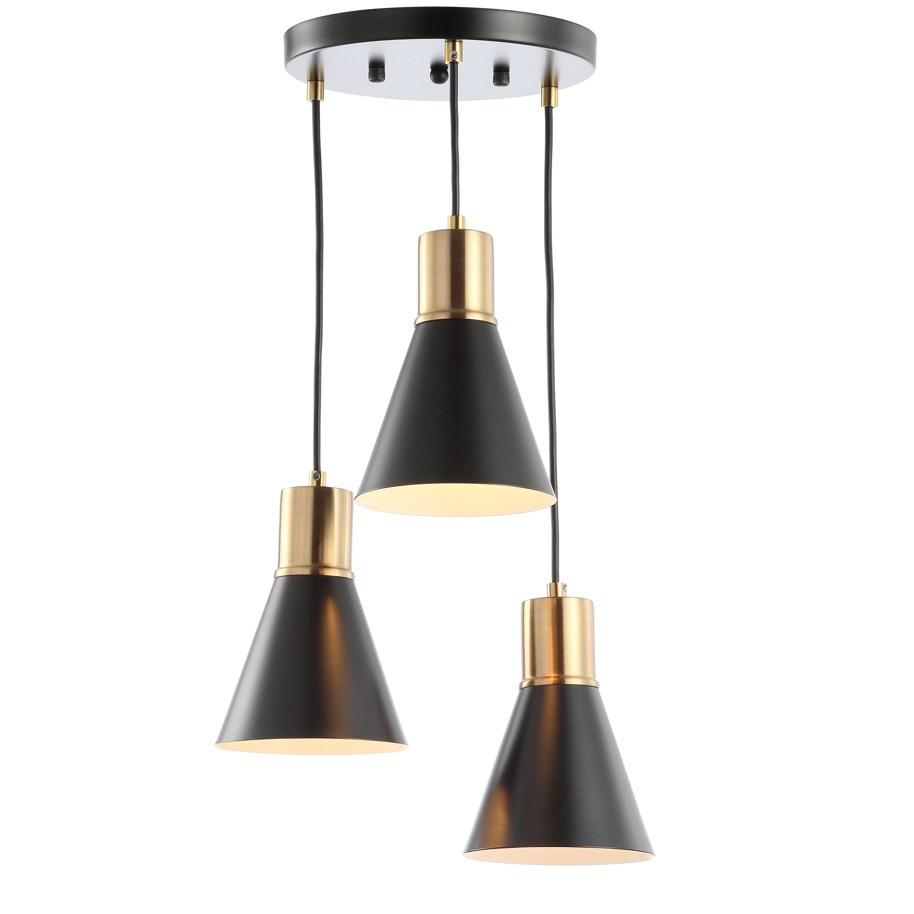 Apollo 15" Black and Brass Gold Metal Cluster LED Pendant Light