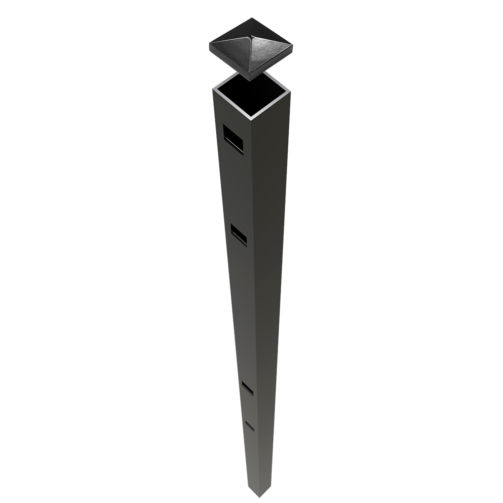 Freedom New Haven 9-ft H x 2-in W Black Aluminum Spaced Picket Flat-top Decorative Gate Fence Post