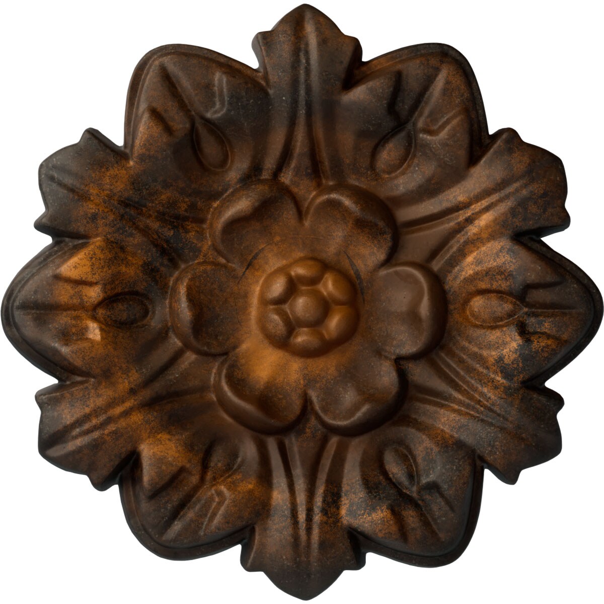 Ekena Millwork CM07EMRUS Emery Leaf 7.625-in W x 7.625-in L Rust Polyurethane Ceiling Medallion