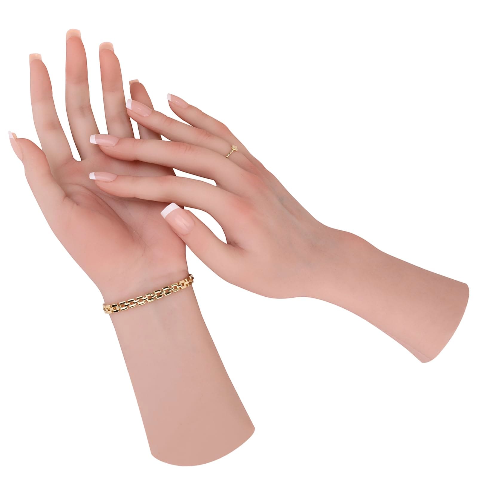 DYRCJ  Realistic Silicone Female Hand Life Size Model Right Hand with Skeleton for Jewelry Display Photography and Halloween Props Nude