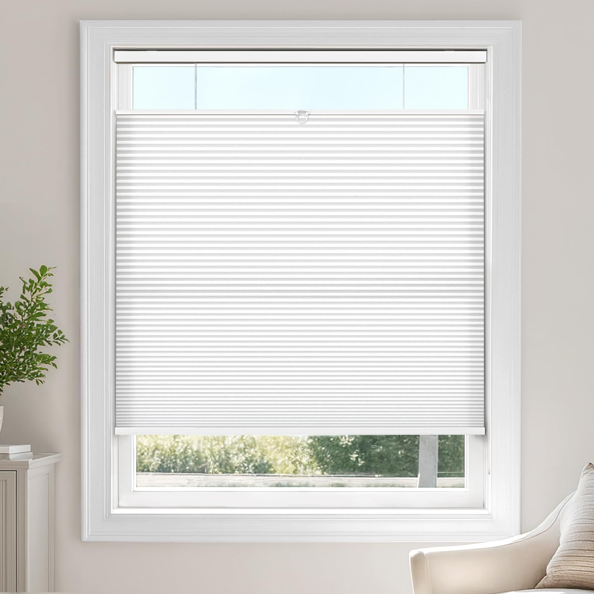 Anqtovp Cordless Cellular Shade 36 inch Wide 48 inch High White Top ...