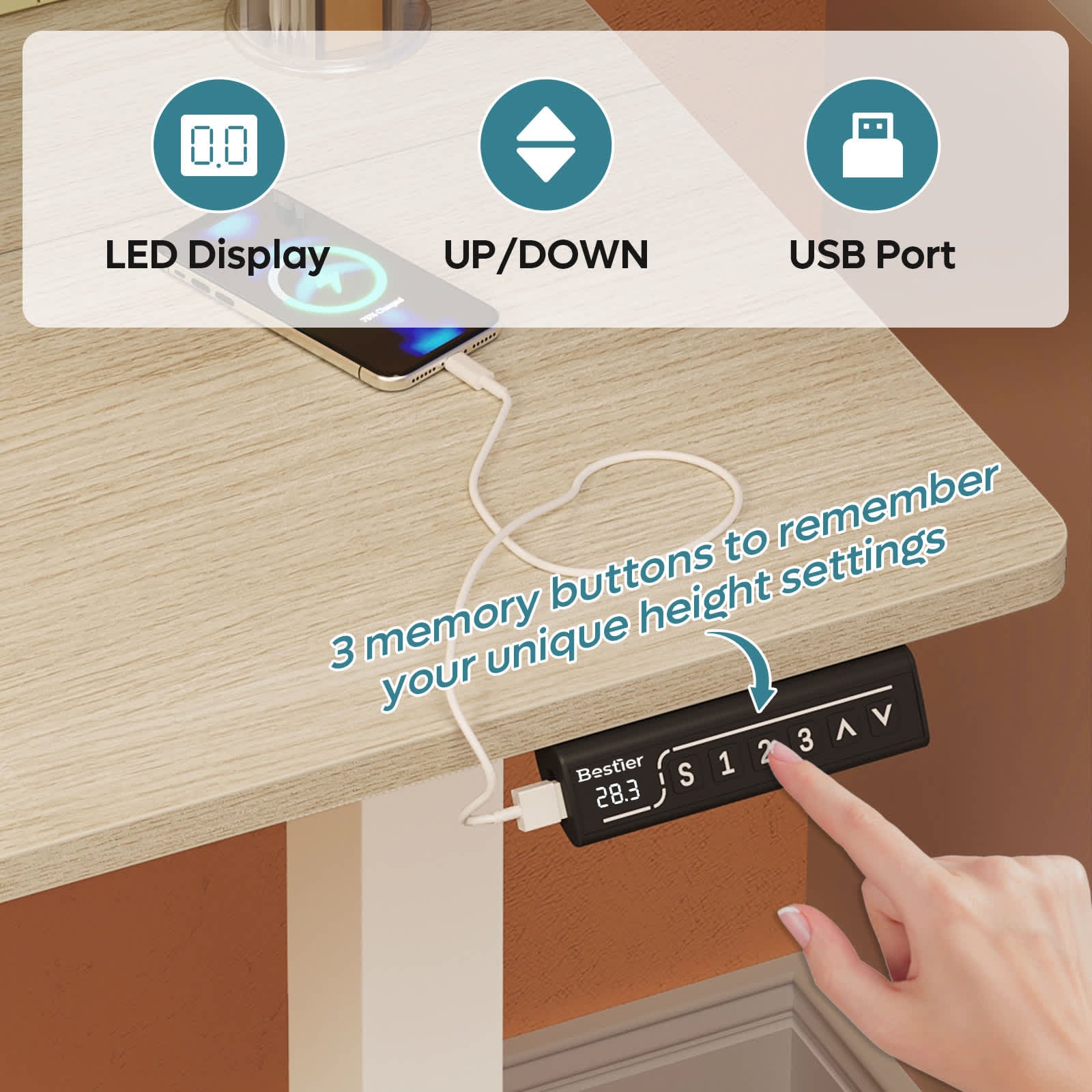 Bestier LOW-H102014BUS-WOAK desks - View #5