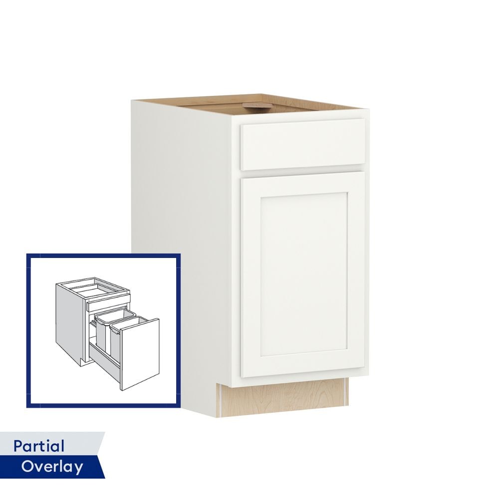 Shenandoah PRO Express Breckenridge 18-in W x 34.5-in H x 24-in D Linen Partial Overlay Pull-out Wastebasket Base Fully Assembled Plywood Cabinet