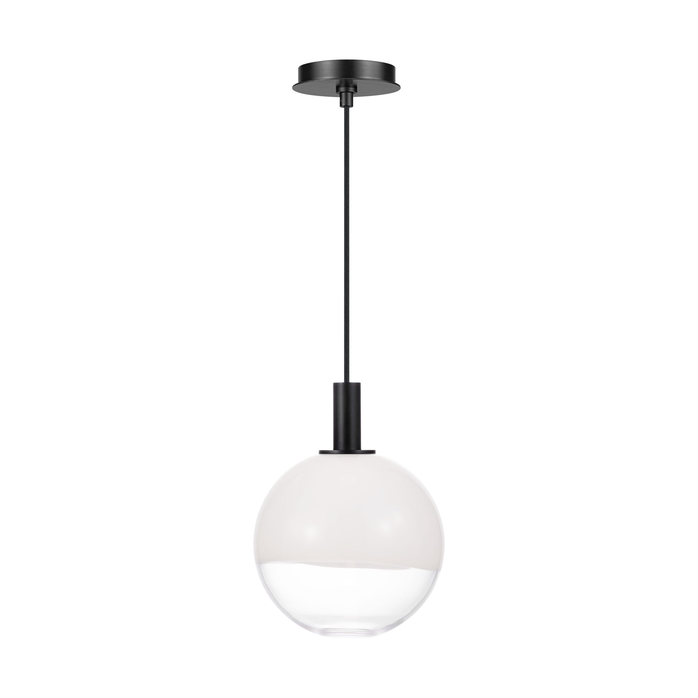 Generation Lighting SLP1001AI Torian 1 -Light Aged Iron Modern/contemporary White glass Geometric Small Hanging Pendant light