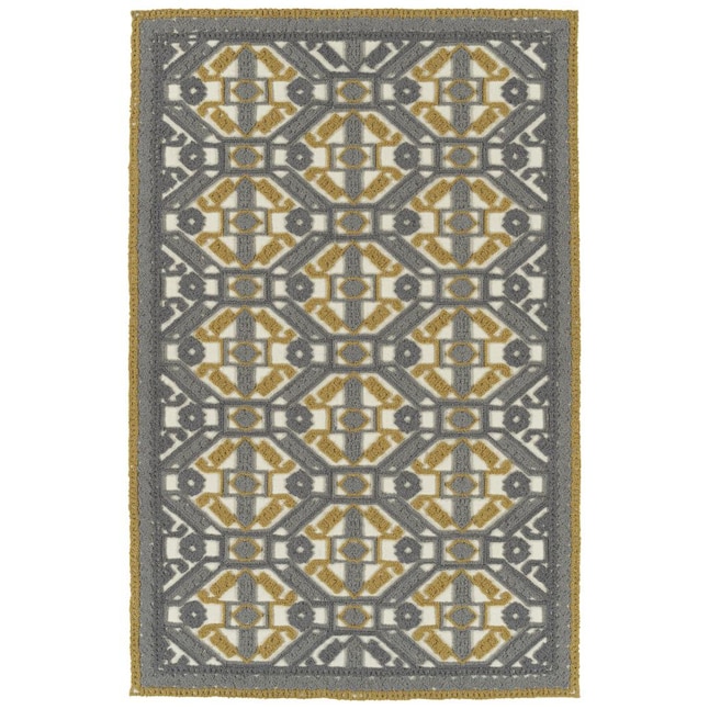 Kaleen Ayrlies Garden 2 x 3 Grey Indoor/Outdoor Geometric Global Handcrafted Throw Rug Kaleen Ayrlies Garden 2 x 3 Grey Indoor/Outdoor Geometric Global Handcrafted Throw Rug