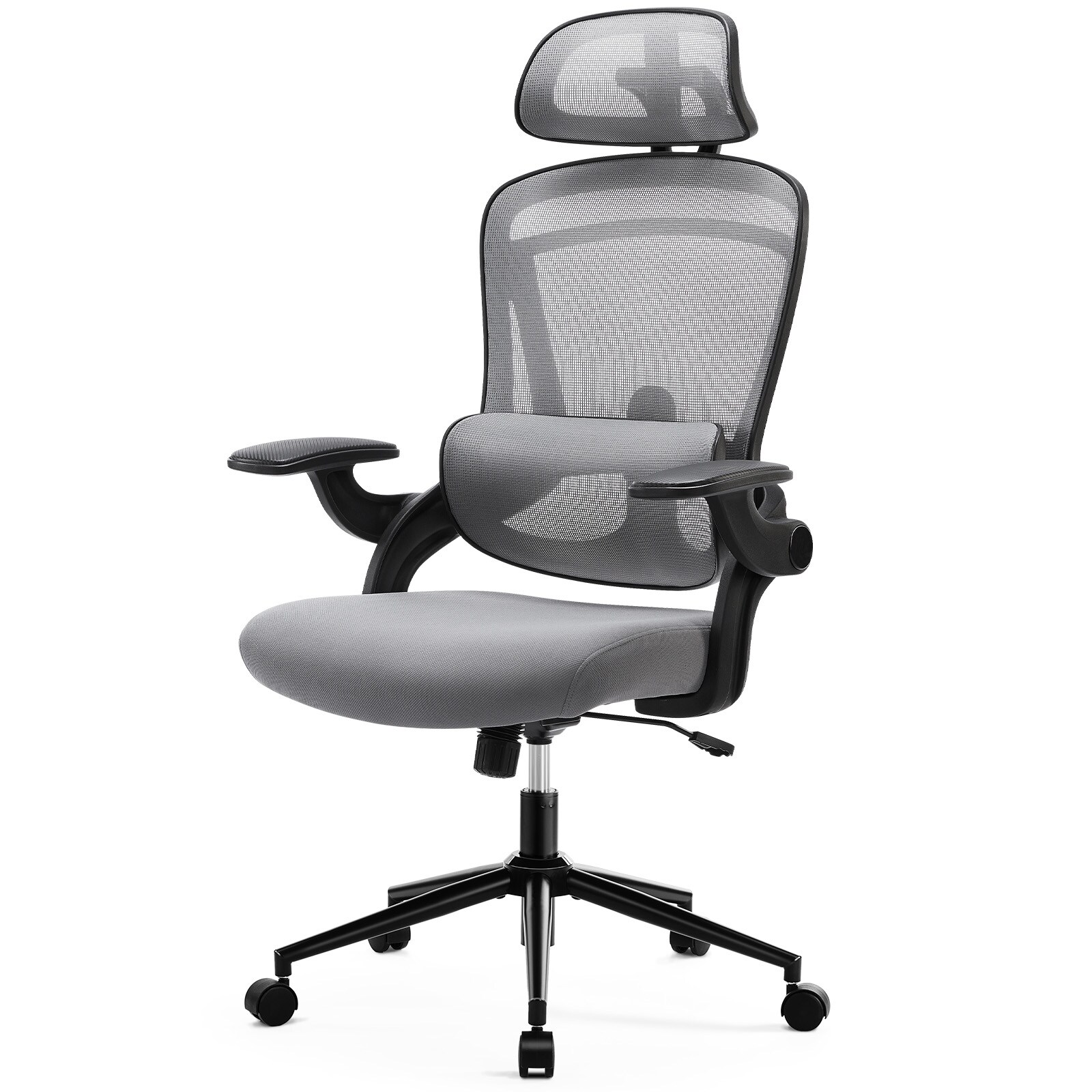 Flynama L-P199909 Gray Contemporary Ergonomic Adjustable Height Swivel Fabric Executive Chair