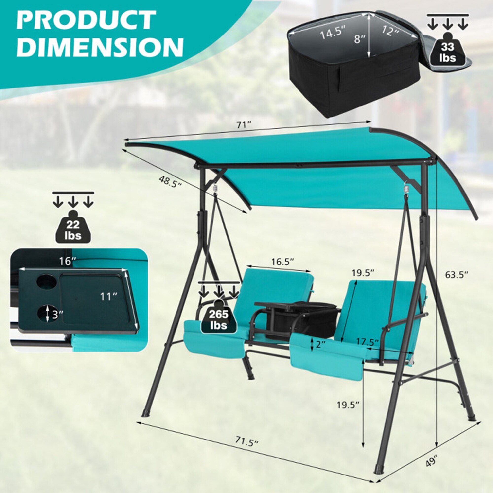 Mondawe MA-YU005BLBR Swing-Gliders - View #10