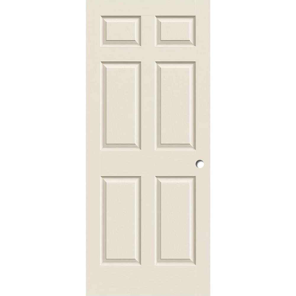 RELIABILT LOE830938 32-in x 80-in Primed 6-panel Textured Hollow core Primed Molded composite Slab Door with Lockset Bore