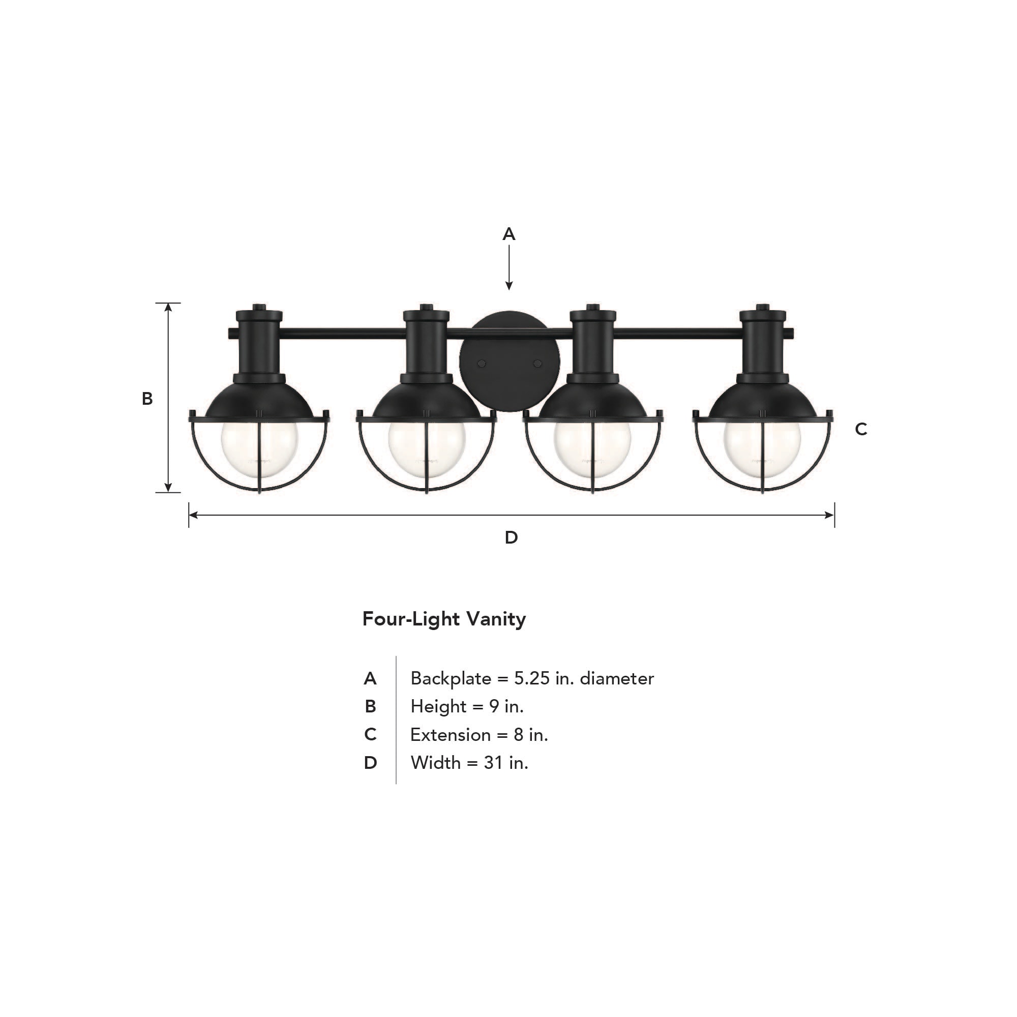 Dalton 31" Matte Black and Brushed Gold Vanity Light