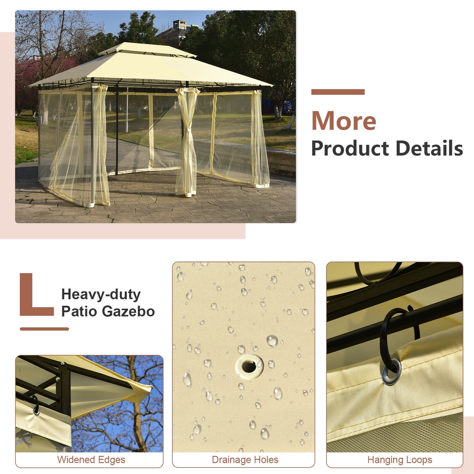 WELLFOR TDG10354BE Wood-Resin-Gazebos - View #5