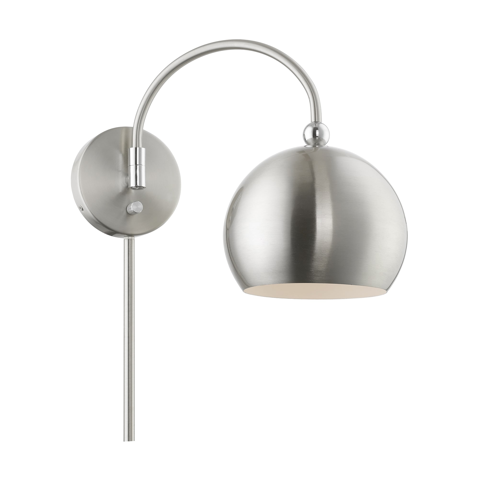 Stockton Modern Swing Arm Wall Lamp in Brushed Nickel with Polished Chrome