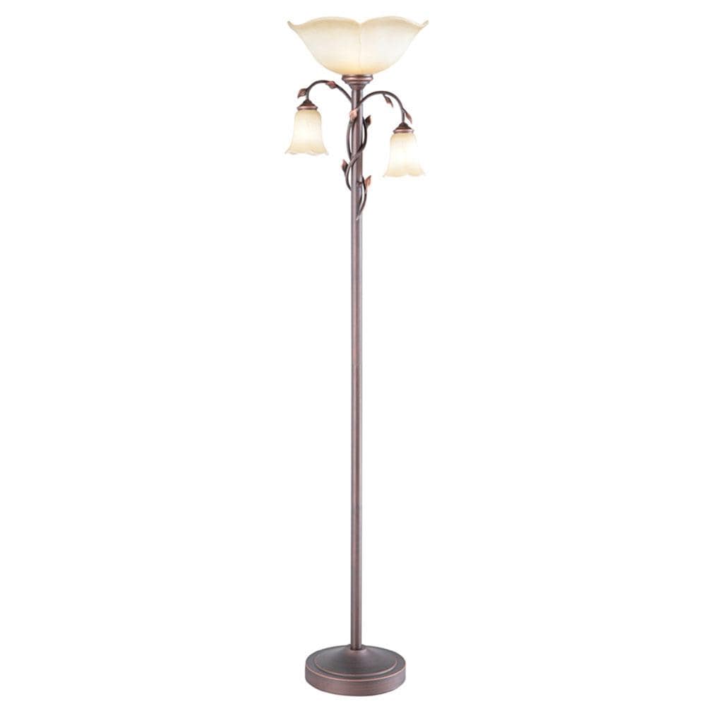 allen + roth 72.36-in Oil-Rubbed Bronze Torchiere with Reading Light Floor  Lamp in the Floor Lamps department at