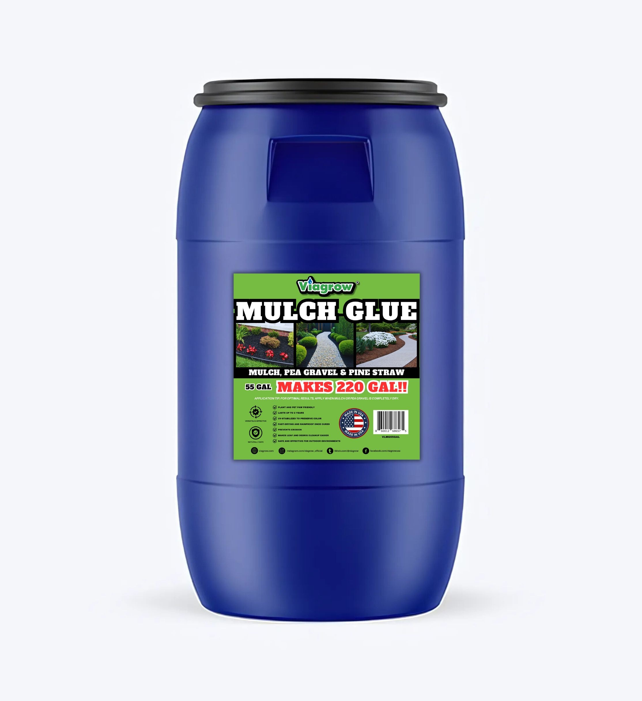 Viagrow Mulch Glue 55 Gallon(s) White Mulch Dye Concentrate #VLMG55GAL