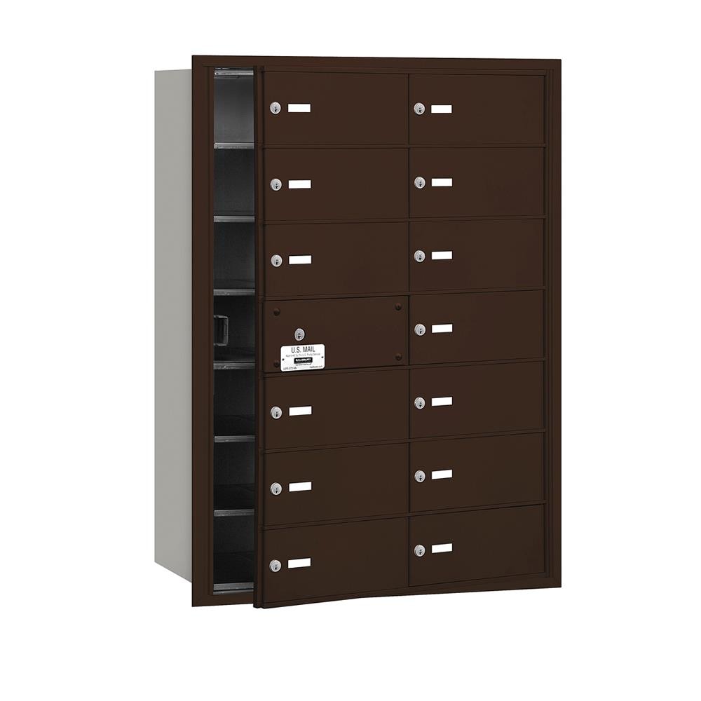 SALSBURY INDUSTRIES 3614ZFU Recessed Mount Bronze Metal Extra Large Lockable Cluster Mailbox