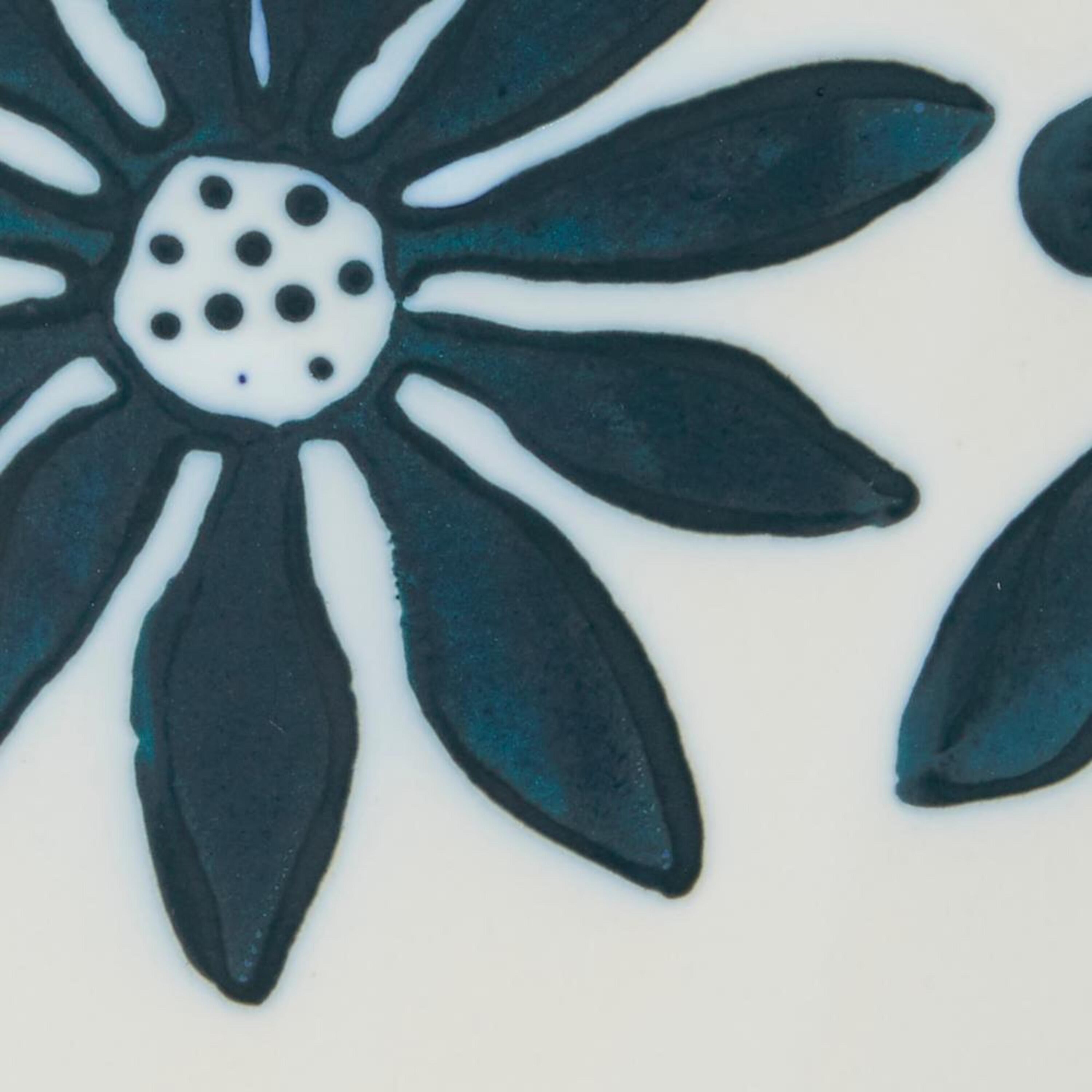 Modern French Country 12" Navy Blue and White Ceramic Table Vase