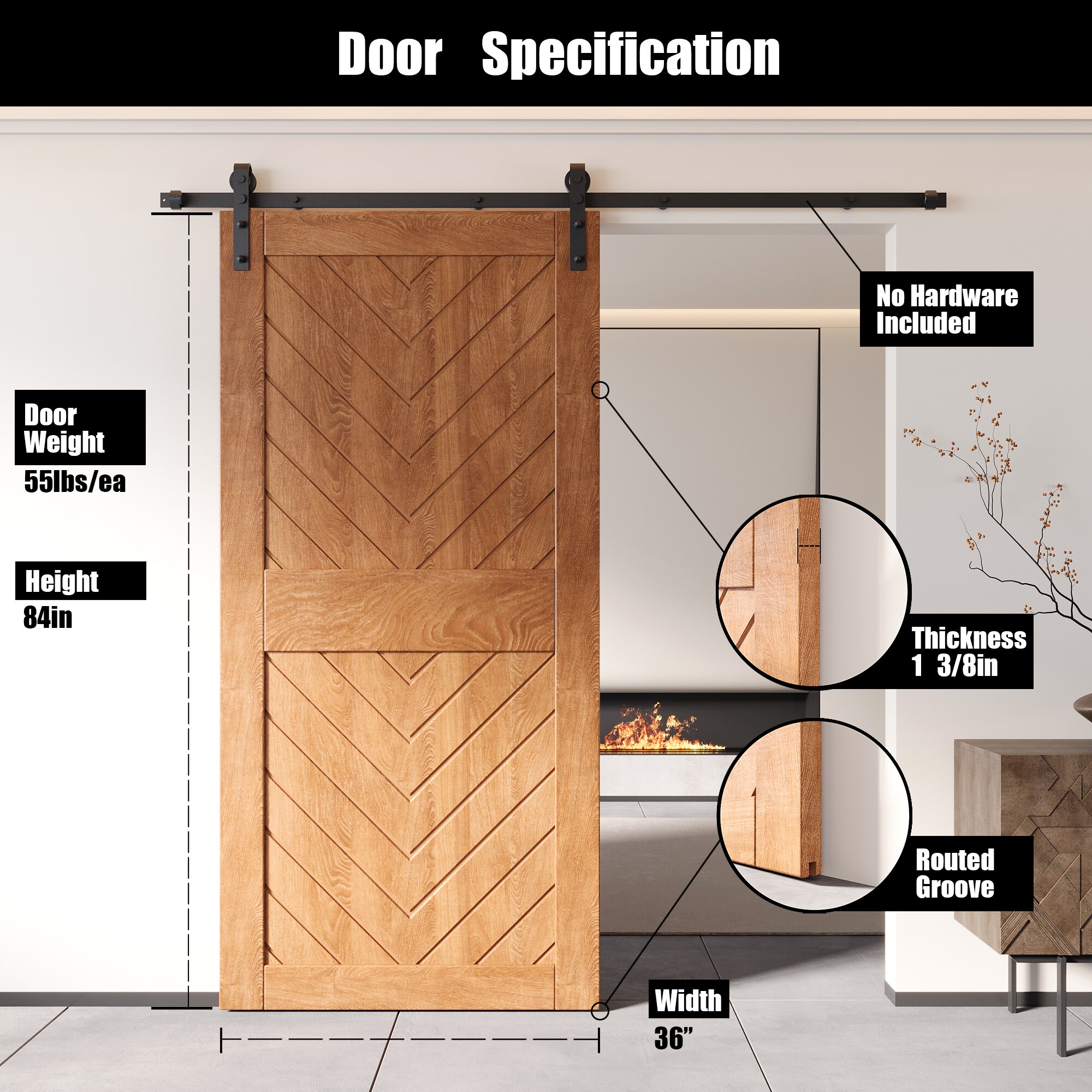 HOMACER JT3-3684-EA Barn-Doors - View #2