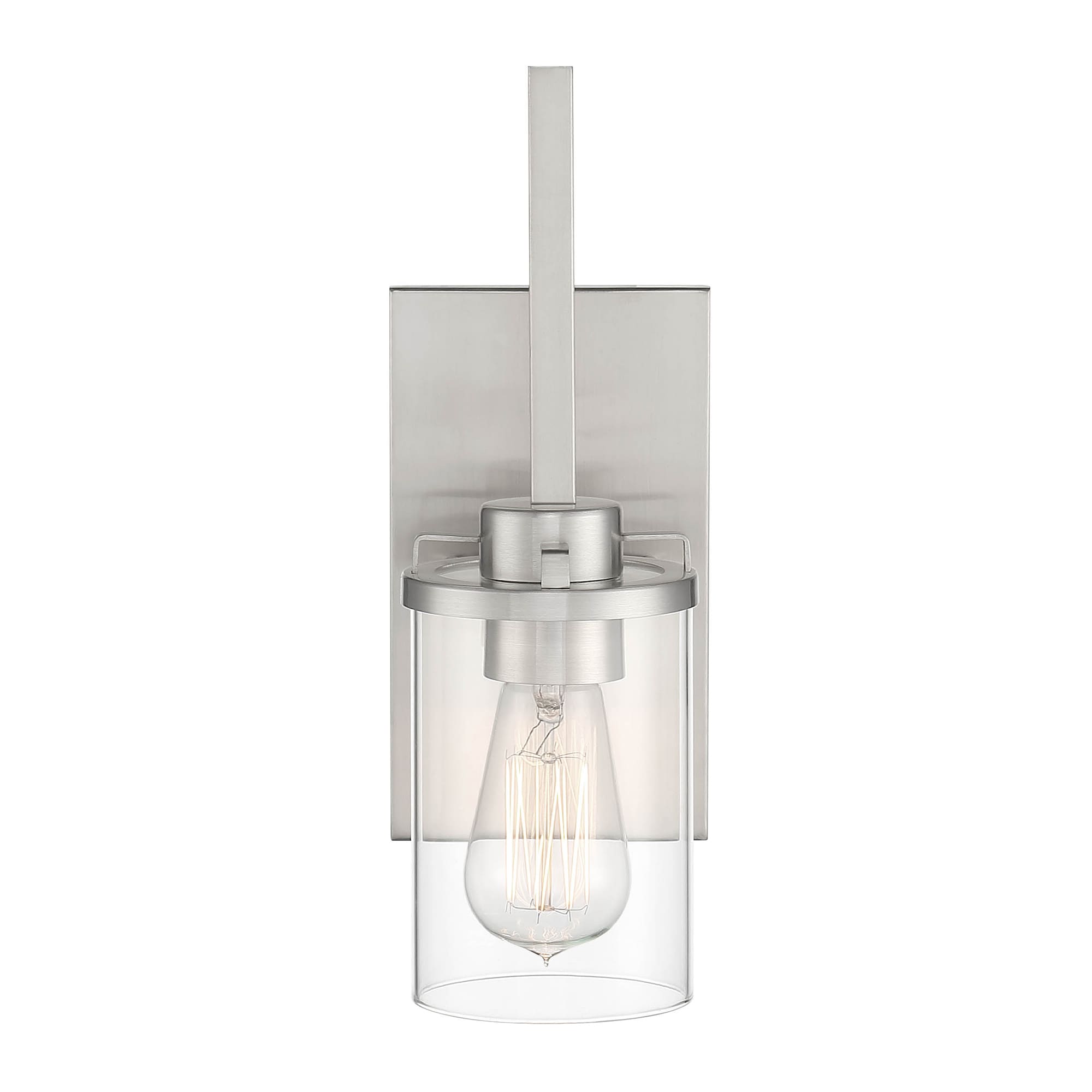 Jedrek Brushed Nickel Cylinder Sconce, Dimmable Direct Wired